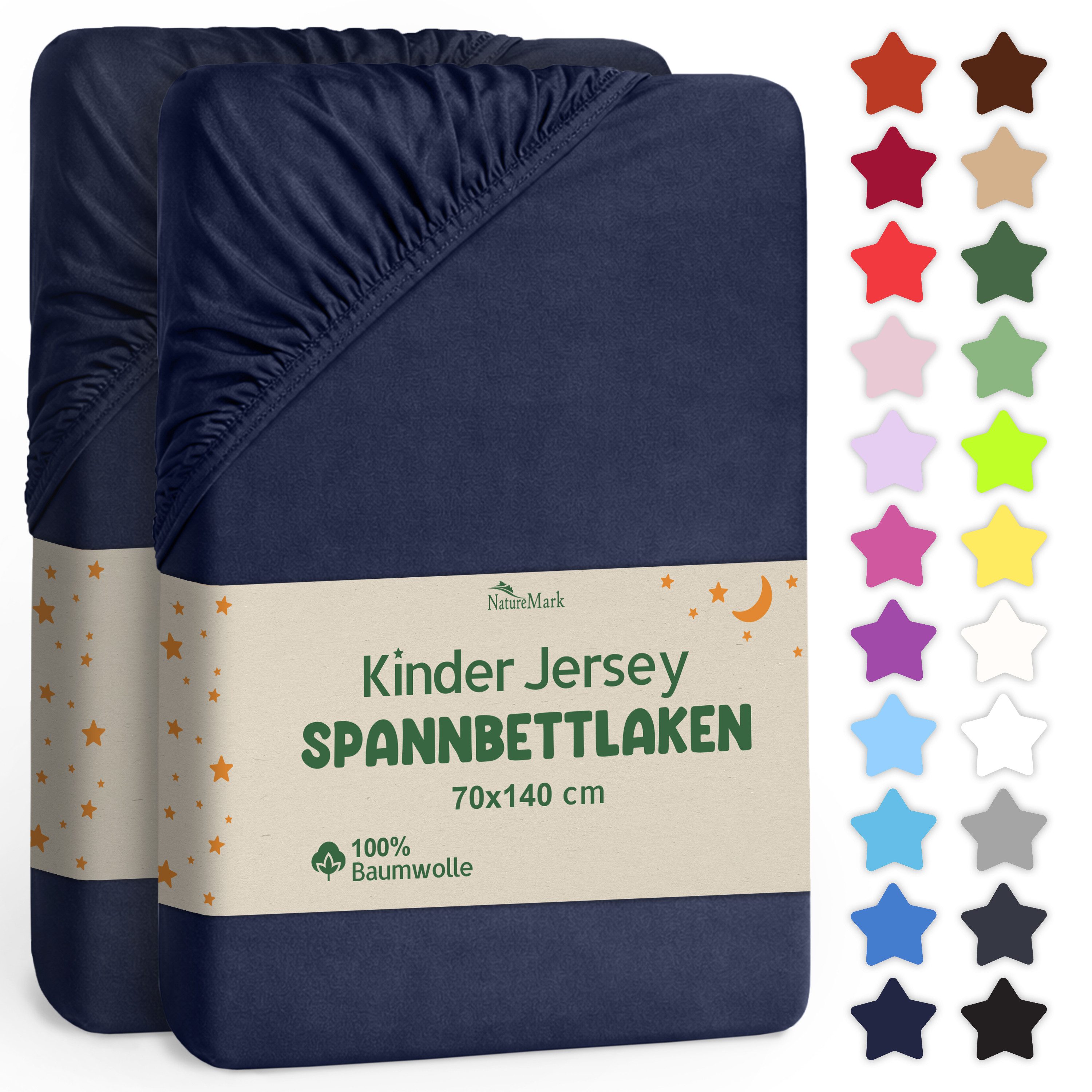 NatureMark Spannbettlaken Jersey Spannbetttuch, 100% Baumwolle, Gummizug: r günstig online kaufen
