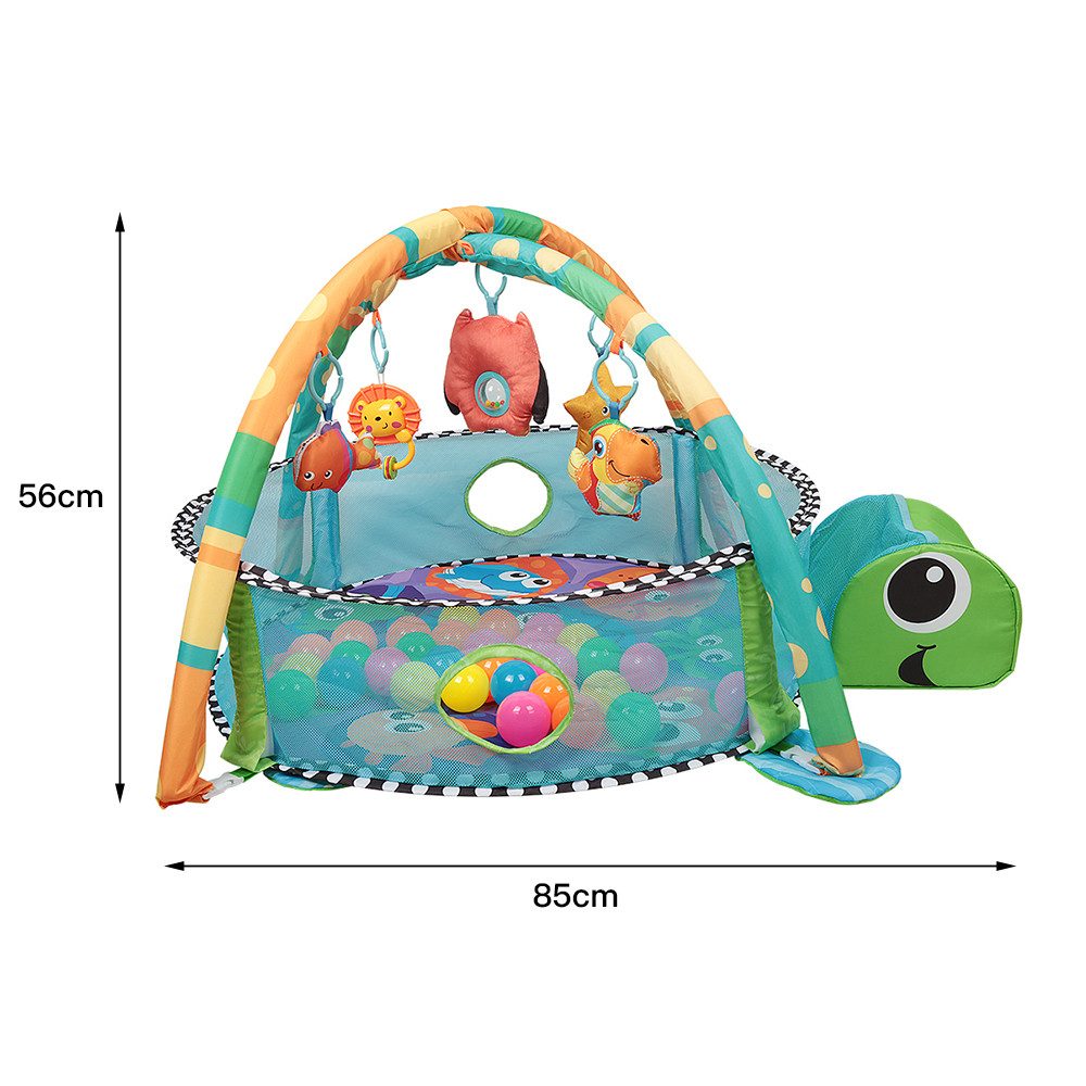 Krabbeldecke Baby Spieldecke Laufstall, Schildkröte Erlebnisdecke Spielbogen, JEOBEST, 3-in-1 Spielmatte Baby mit 30 Bällen, 0+ Monate