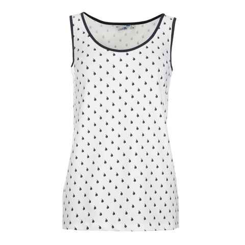 modAS Rundhalsshirt Damen Top mit Print Maritim - Basic Shirt ohne Ärmel aus Baumwolle