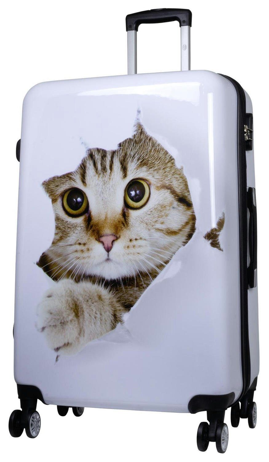 Warenhandel König Hartschalen-Trolley Baby Katze, 4 Rollen, mit Motiv, Dehnfalte (Gr. L und XL), aufrecht rollbar