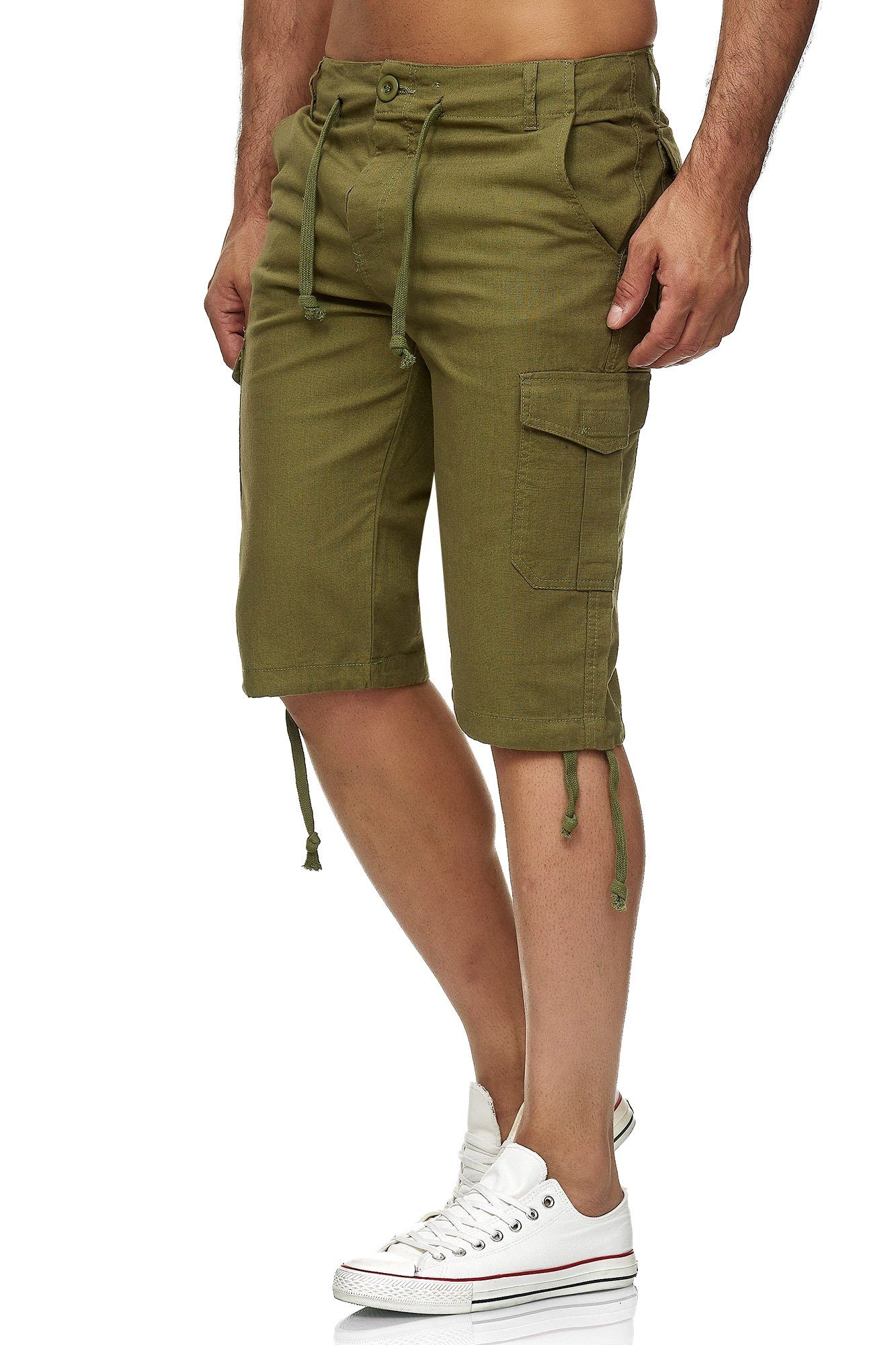 Reslad Leinenhose Reslad Leinen Cargo Shorts Männer Strandhose Herren Leinenhose 3/4 (1-tlg) Strandhose im Leinen-Look mit Cargotaschen