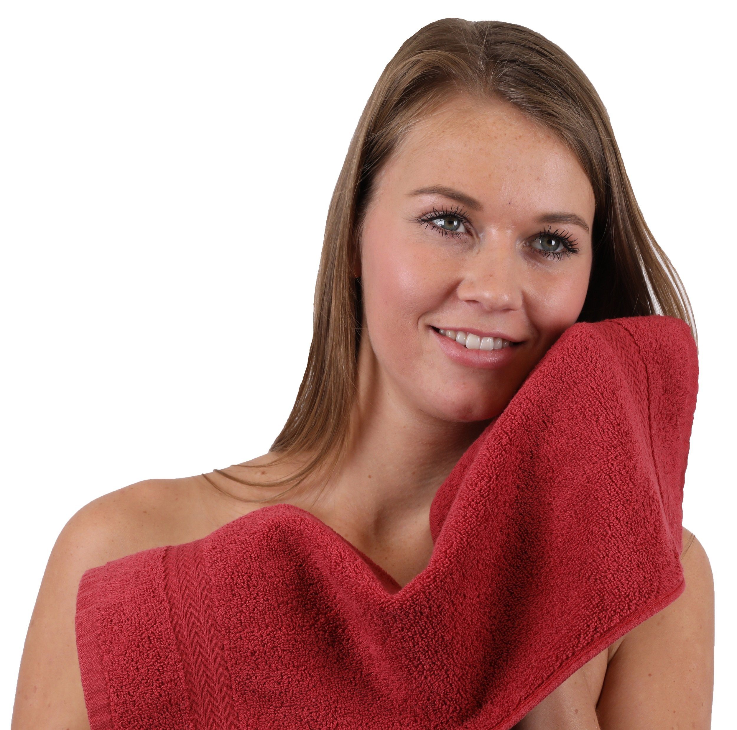 Betz Handtuch Set 10-TLG. Baumwolle Handtuch-Set Classic dunkelrot, 100% Farbe nussbraun und