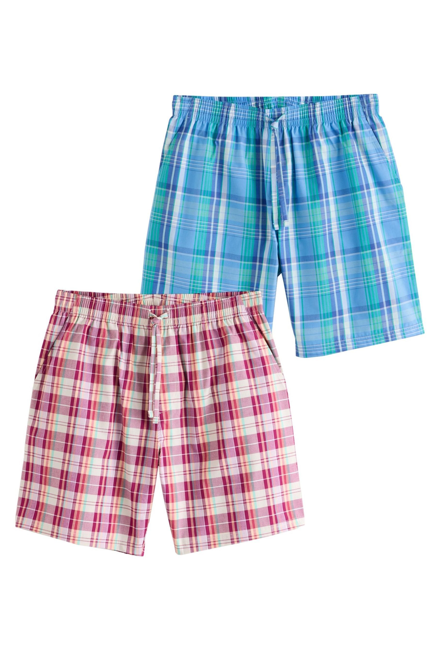 Pyjamahose Gestreifte Shorts aus Gewebe, 2er-Pack