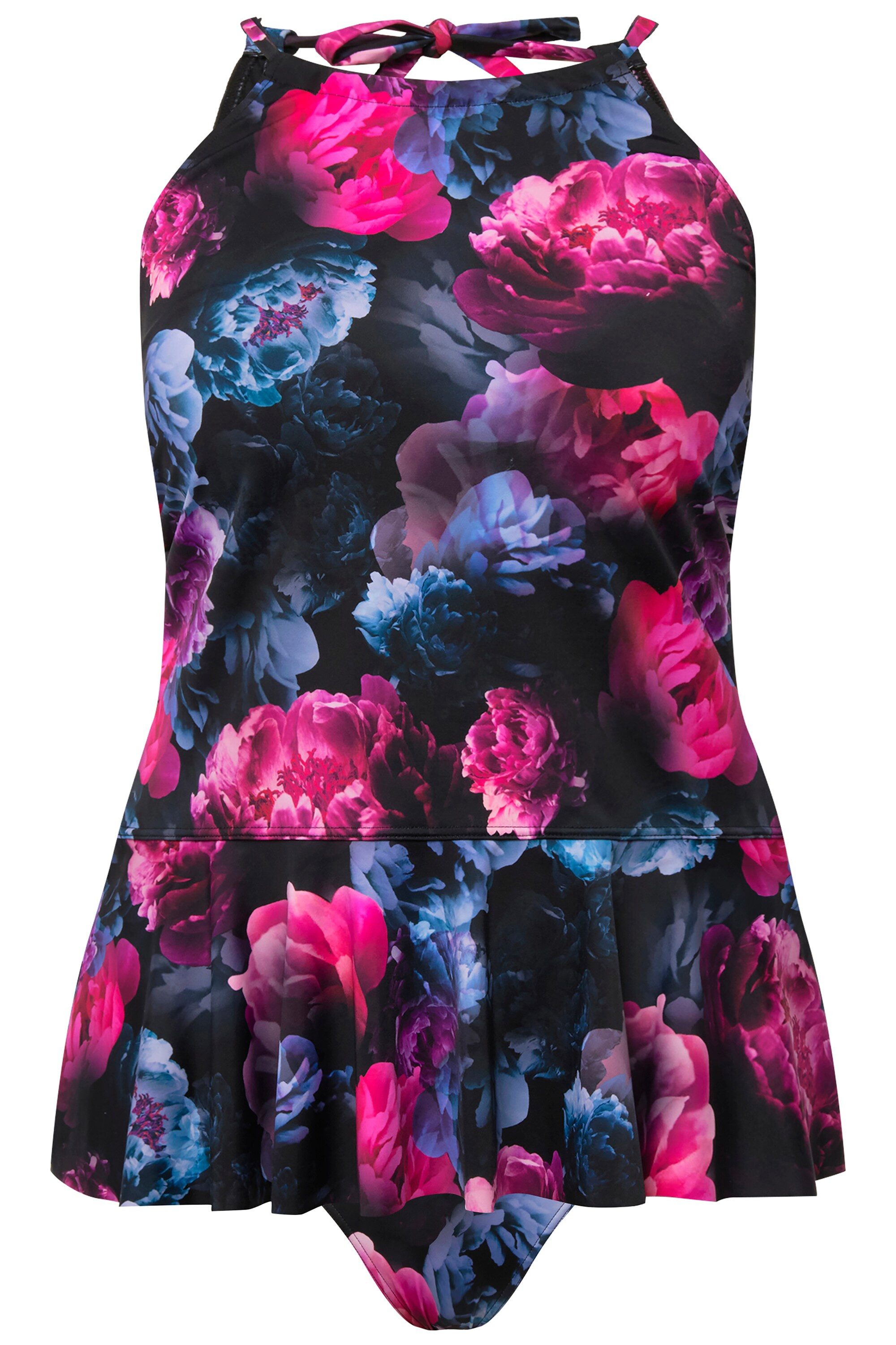 Ulla Popken Tankini Tankini Pfingstrosen Softcups Schößchen günstig online kaufen