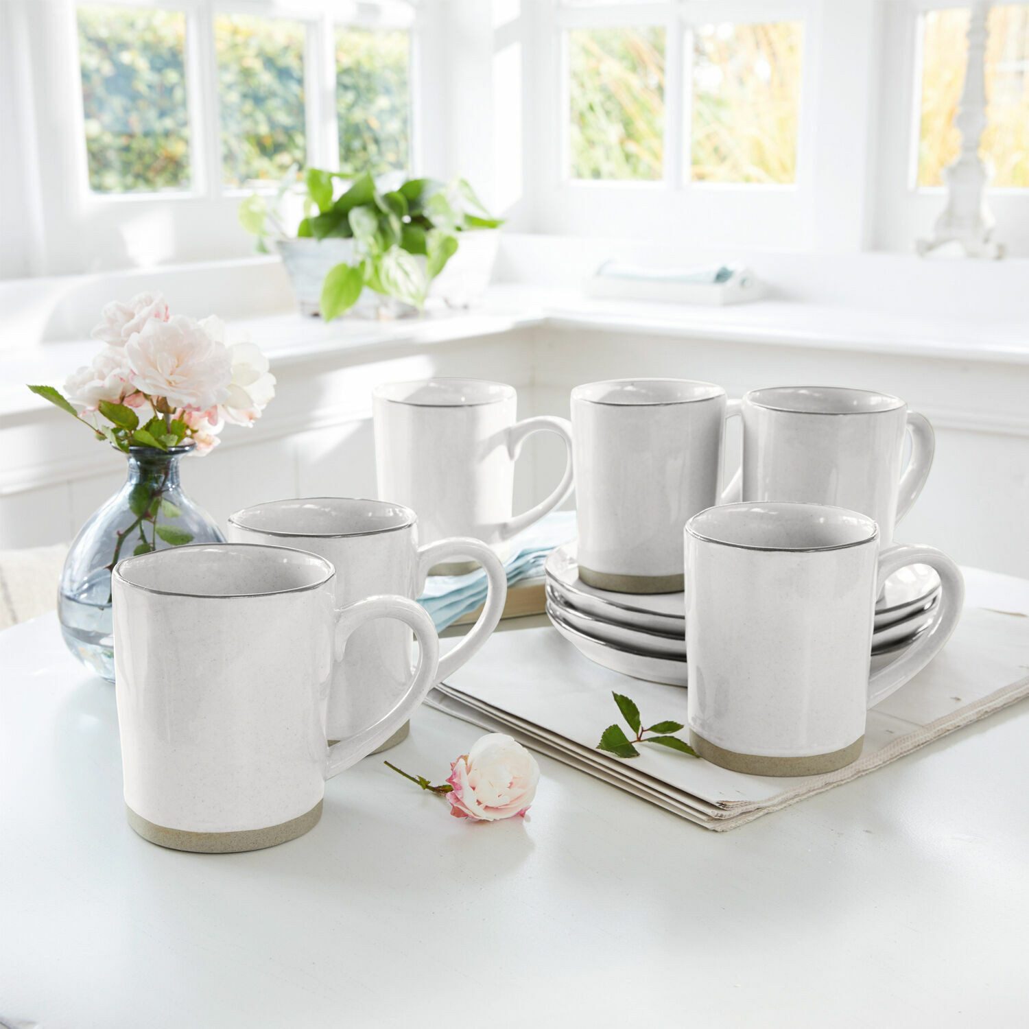 Mirabeau Geschirr-Set Tasse 6er Set Biarré weiß, Steinzeug