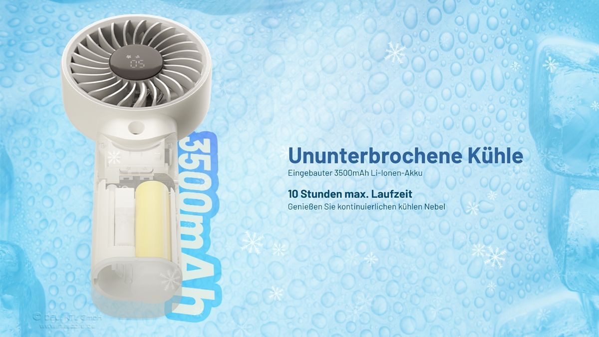 Nitecore Handventilator izzCool 30 - Handventilator mit Luftbefeuchter, Cloud White