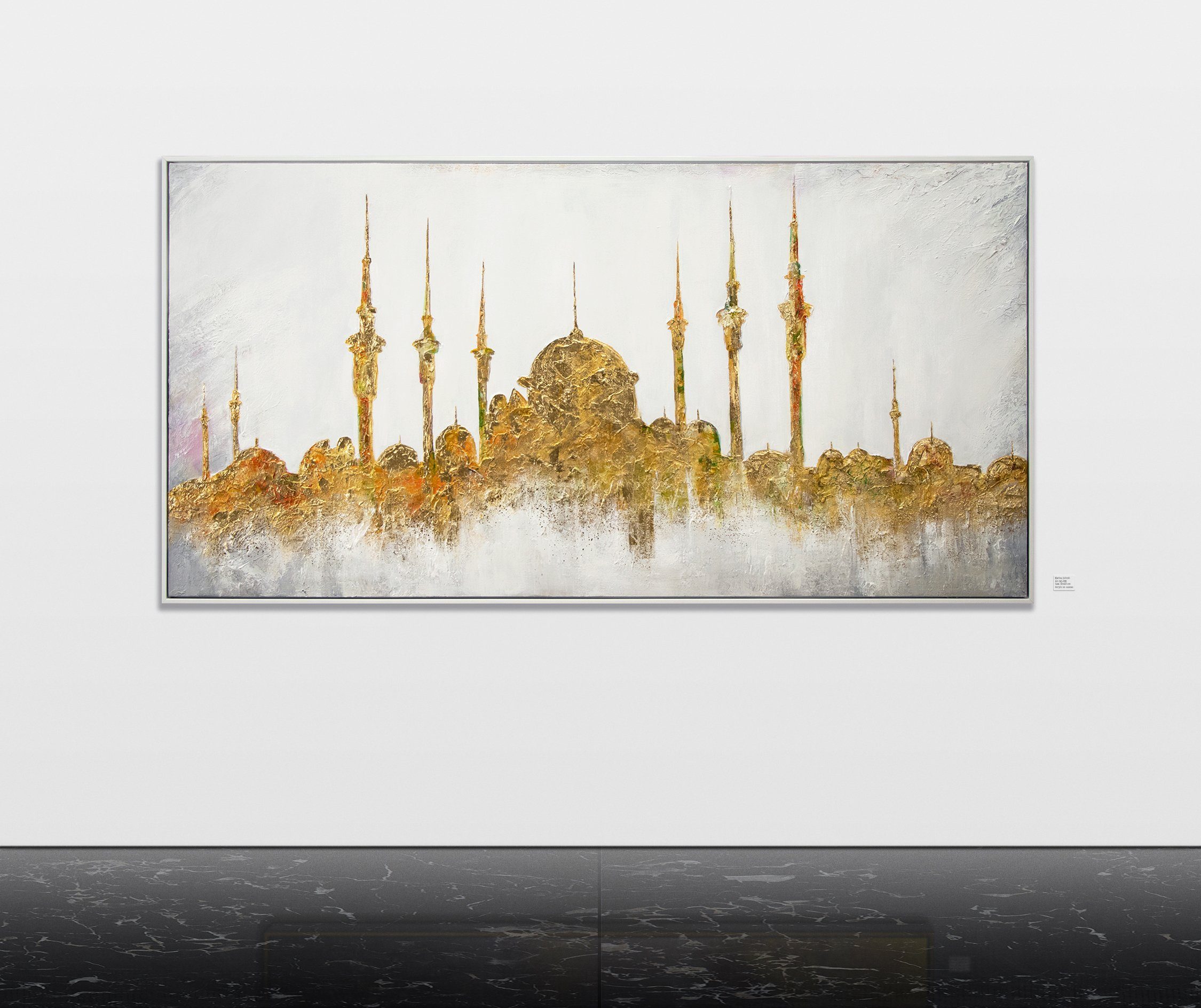 YS-Art Gemälde Moschee, Leinwandbild Islam Moschee in Gold mit Rahmen günstig online kaufen