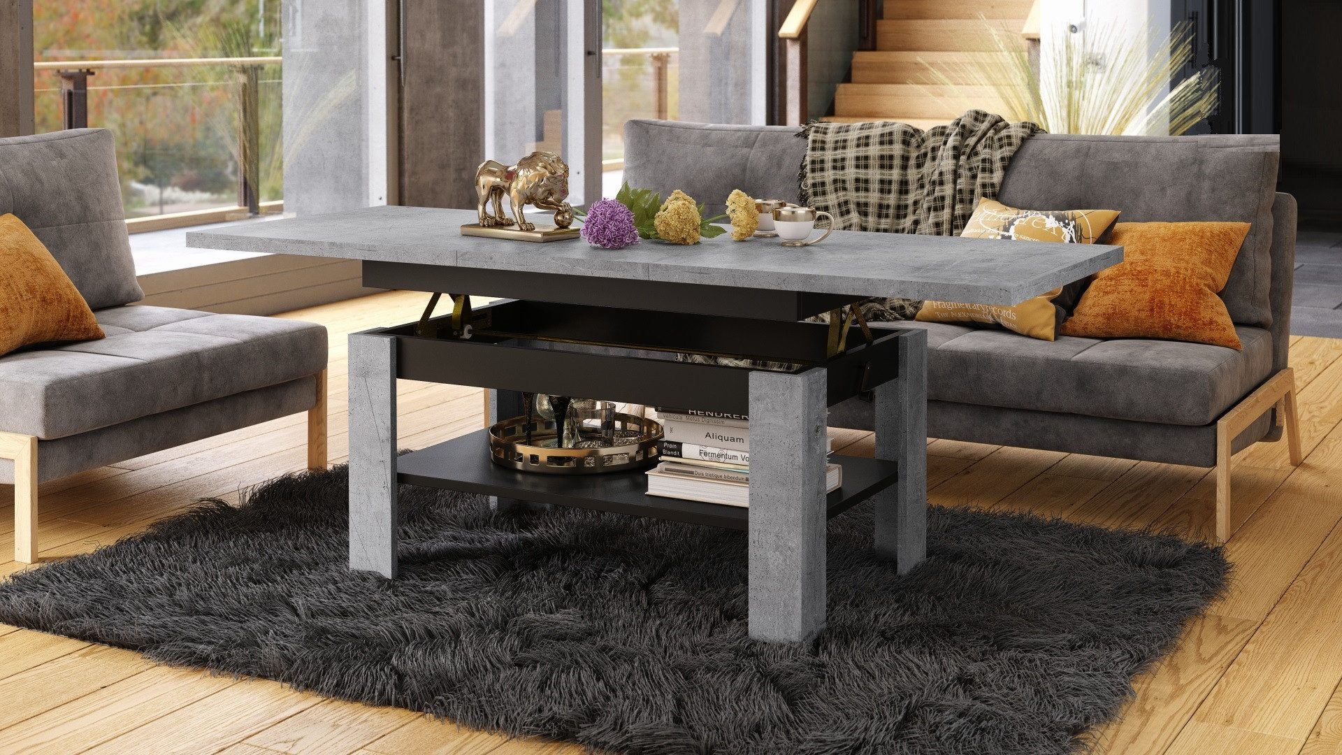 designimpex Couchtisch Design Rio stufenlos höhenverstellbar günstig online kaufen
