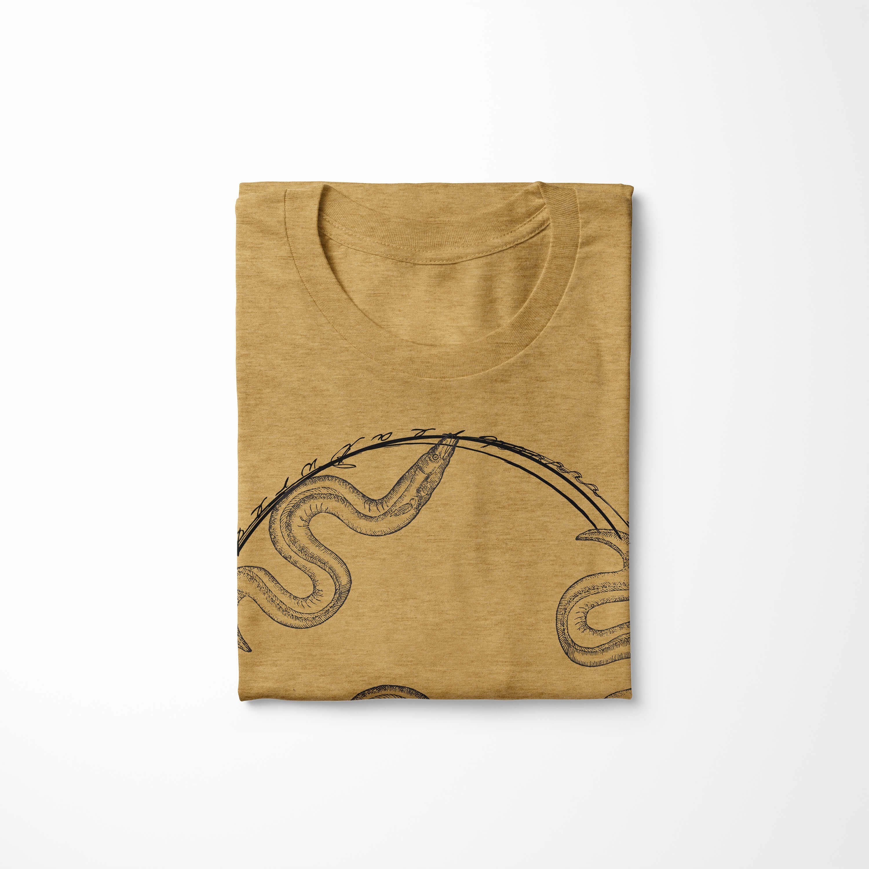 sportlicher T-Shirt Tiefsee Sea Fische feine Art Schnitt / - 093 T-Shirt Struktur Serie: und Creatures, Antique Sea Gold Sinus