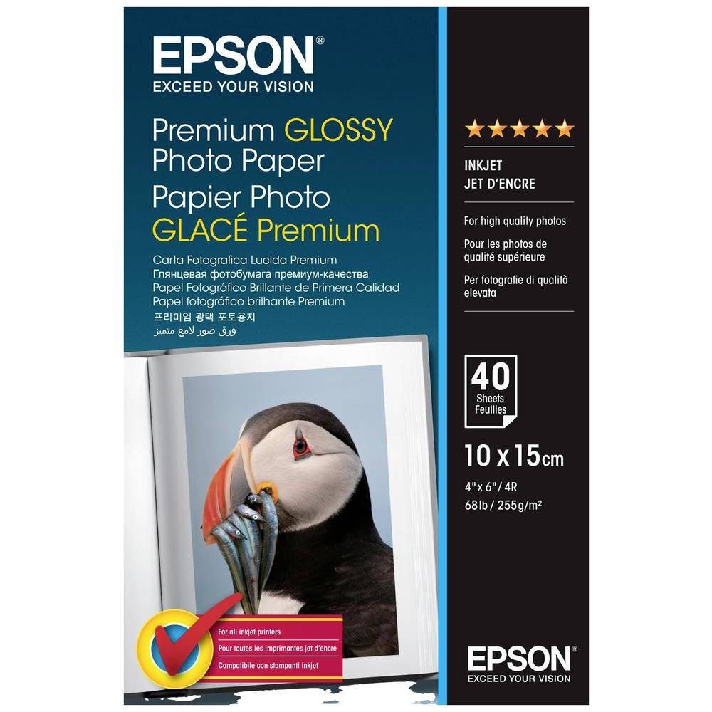 Epson Fotopapier Fotopapier Premium S042153, Hochglänzend 10x15 cm,255, Glossy