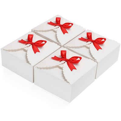 Belle Vous Organizer Weiße Präsentbox - 50 Stück - 12x12x6 cm - Backwaren/Kuchen, Weiße Geschenkbox - 50 Stk - 12x12x6 cm - Für Gebäck und Torten