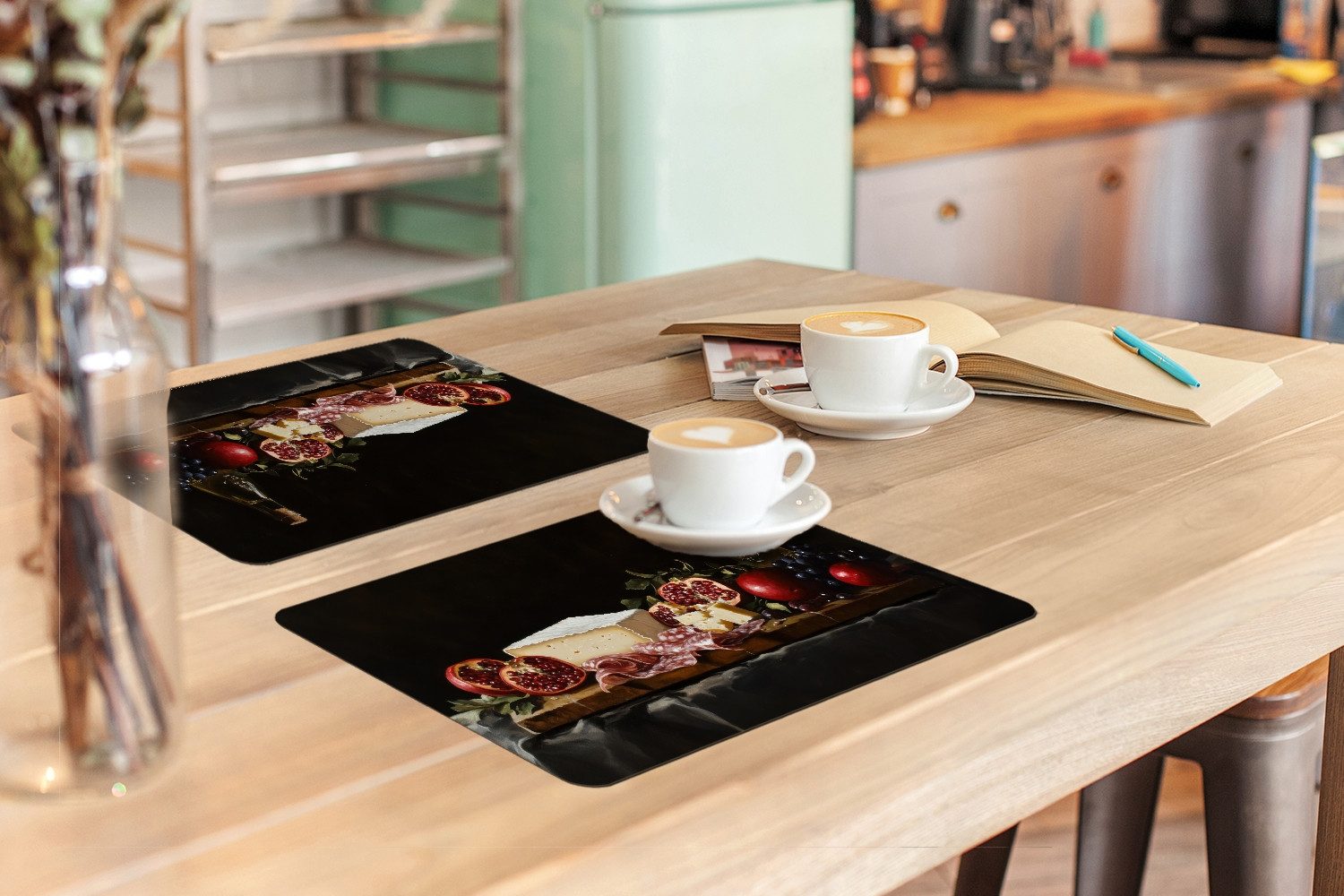 MuchoWow Platzset Stilleben - Vintage - Trinktafel, (6-St), Platzsets, Tischset, Abwaschbar, Tischsets, Platzdeckchen