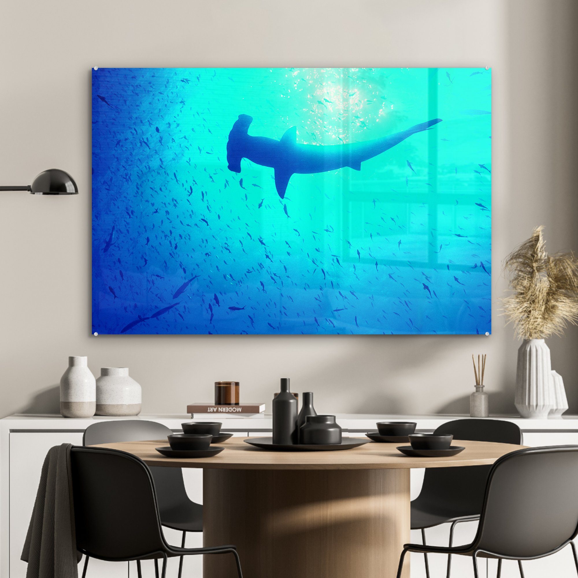 Acrylglasbilder (1 & Wohnzimmer Hammerhai (Sphyrna MuchoWow mokarran) zwischen Schlafzimmer St), Fischen, Acrylglasbild