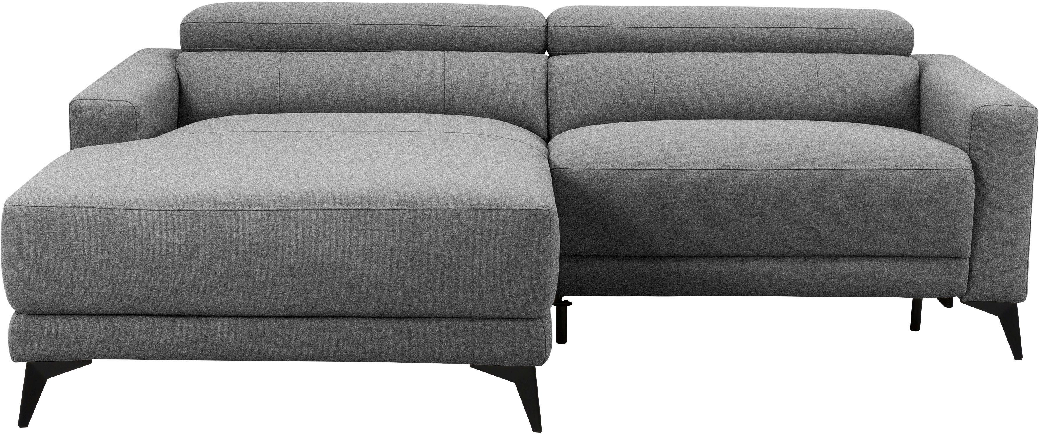 OTTO home Ecksofa LEWII, L-Form, 213 cm - elektr. Relaxfunktion, mit USB A/C-Anschluss. Federkern, verstellbaren Kopfstützen, Webstoff