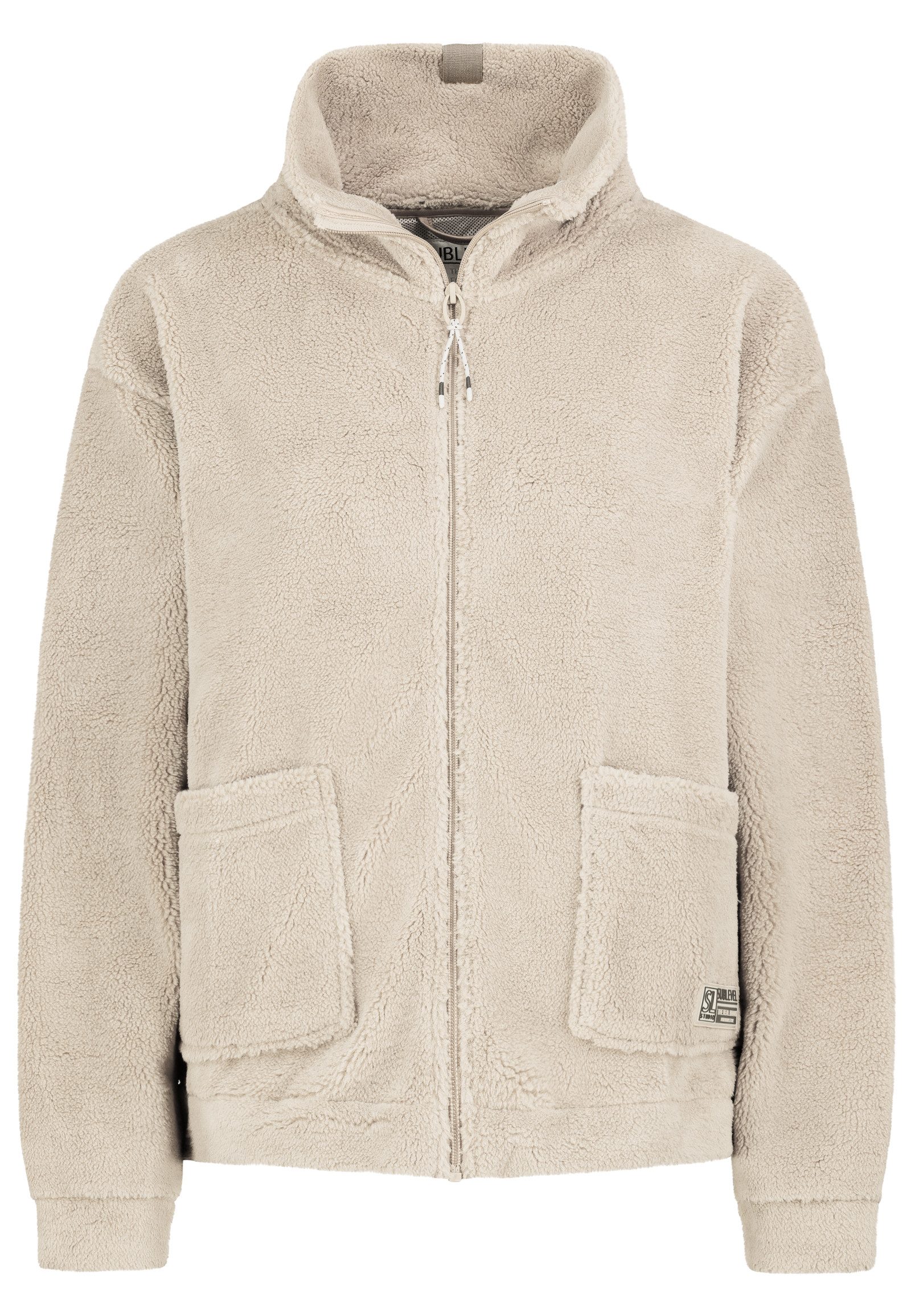 SUBLEVEL Fleecejacke Damen Teddyfleece Kuschelig Übergangsjacke Jacke Outdoor Stehkragen, Kapuze, flauschig, kuschelig, warm, Outdoor
