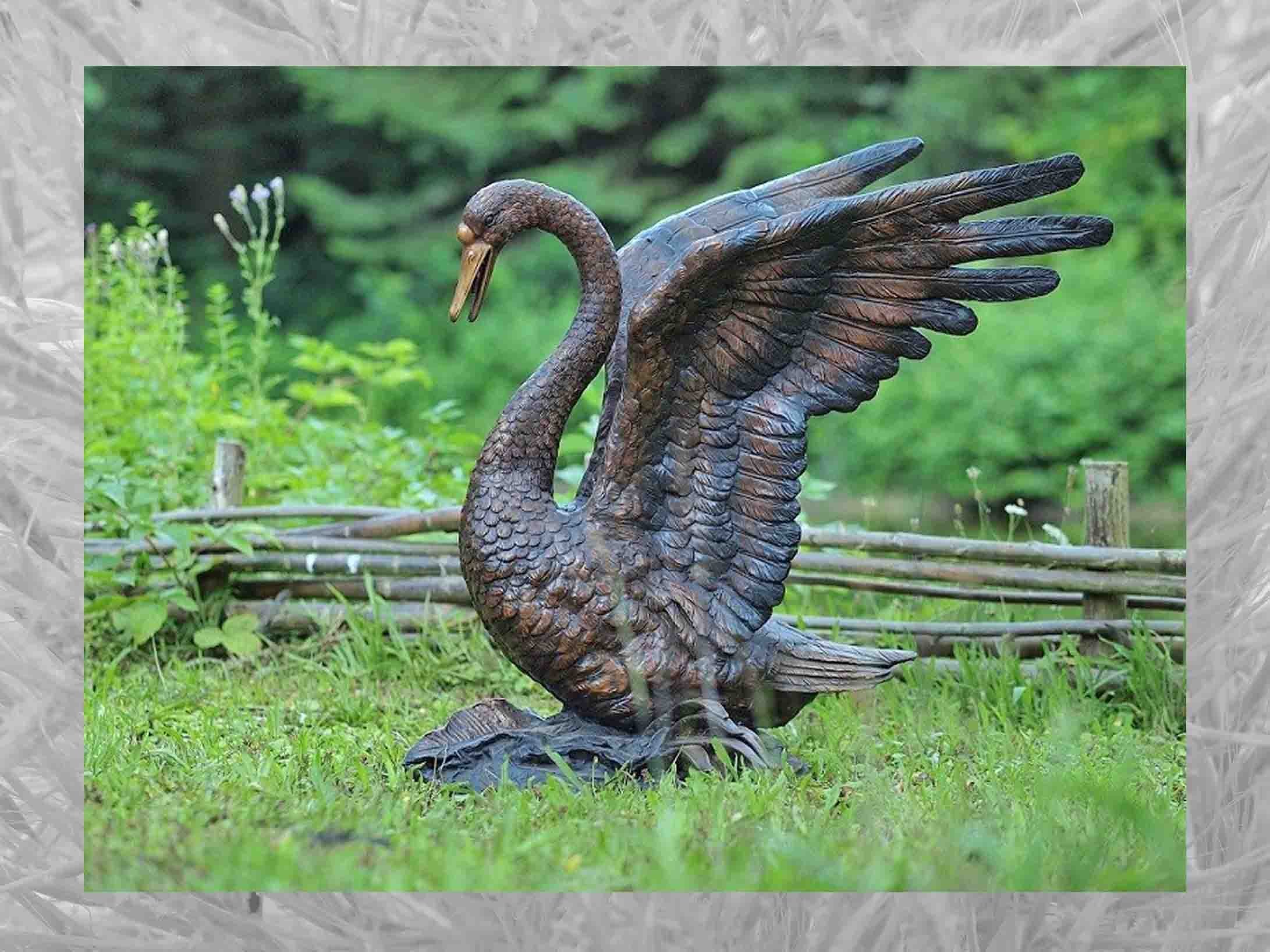 IDYL Bronze-Skulptur Bronze Schwann, Gartenfigur IDYL