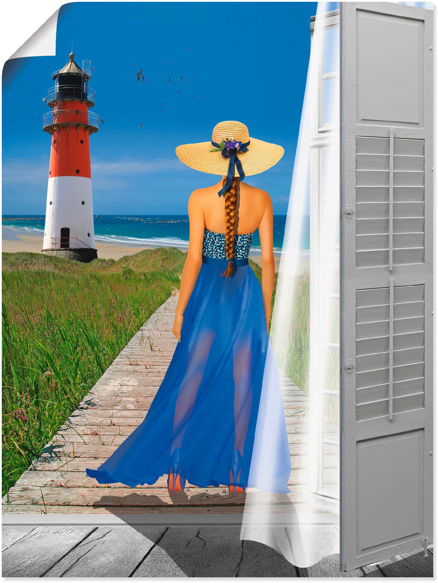 Artland Wandbild Urlaub am Meer, Frau (1 St), als Alubild, Leinwandbild, Wandaufkleber oder Poster in versch. Größen