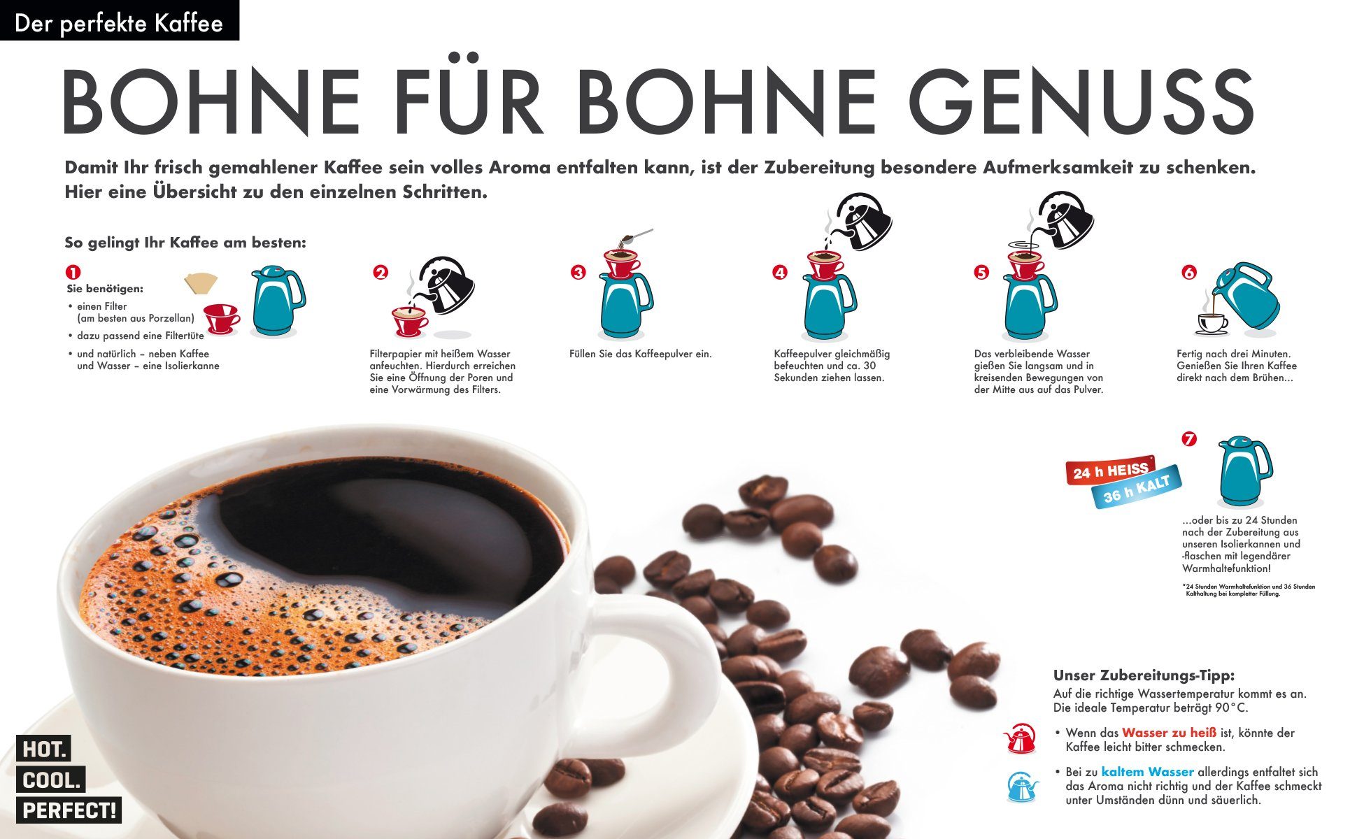 Isolierkanne inkl. ROTPUNKT Kaffeegenuss l Frischer Kaffeebohnen, und 1,5 l, 1kg (Kaffee-Set), Reinigungsperlen, 1,5 Kaffeefilter