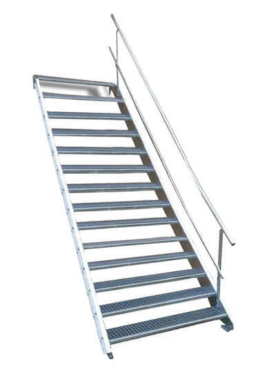 SRM Design Außentreppe 14 Stufen Treppe Geländer B. 80cm H. 210-280cm