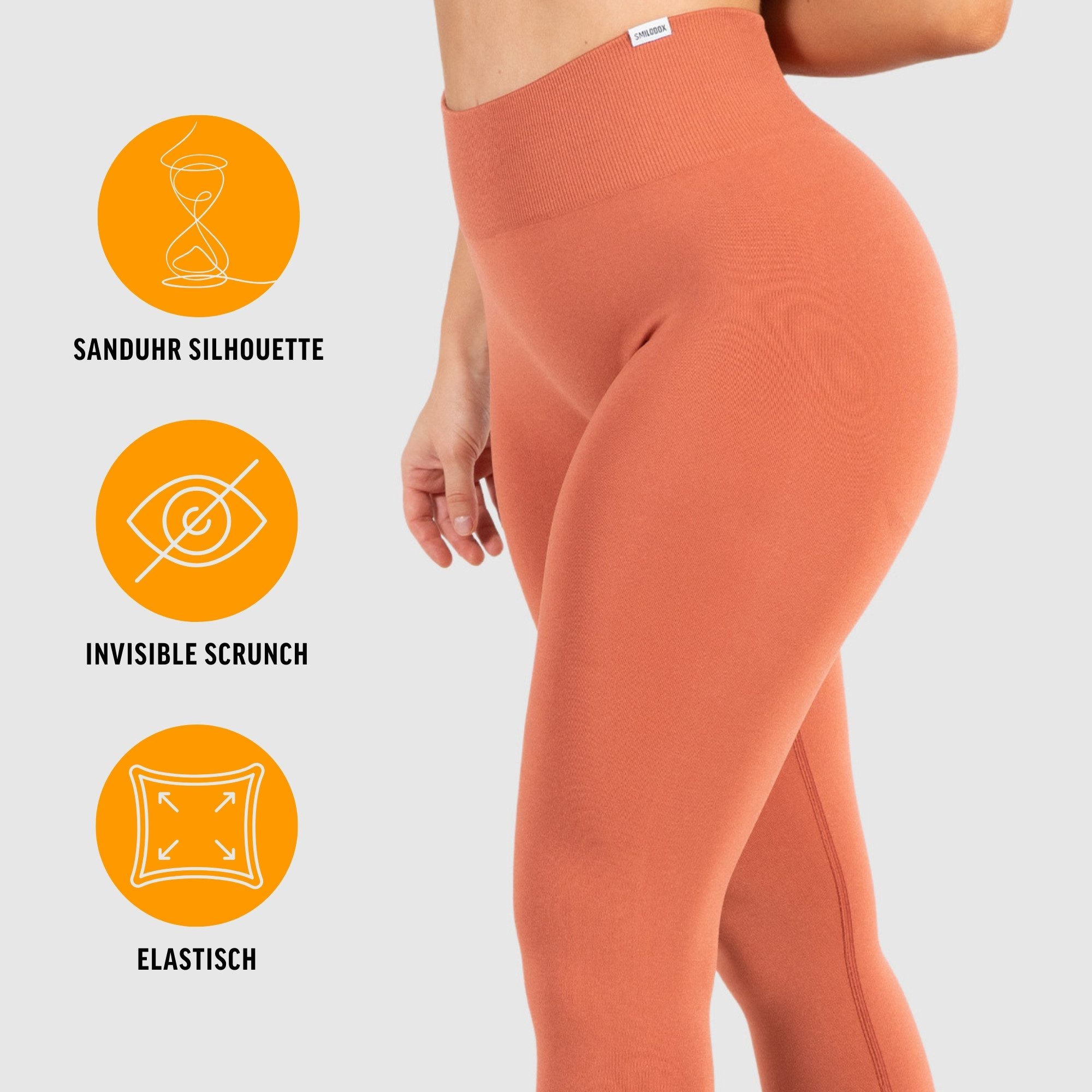 Smilodox Leggings Amaze Pro mit Scrunch-Effekt, High Waist V-Shape Sport & Yogahose Seamless Push Up Booty Fitnesshose Blickdicht Yoga Gym Figurformend