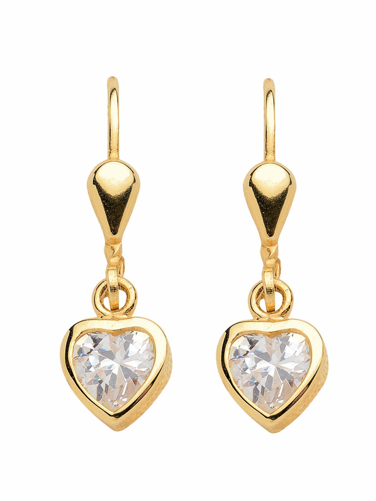 Damen Schmuck Adelia´s Paar Ohrhänger 1 Paar 333 Gold Ohrringe / Ohrhänger Herz mit Zirkonia, 333 Gold Goldschmuck für Damen