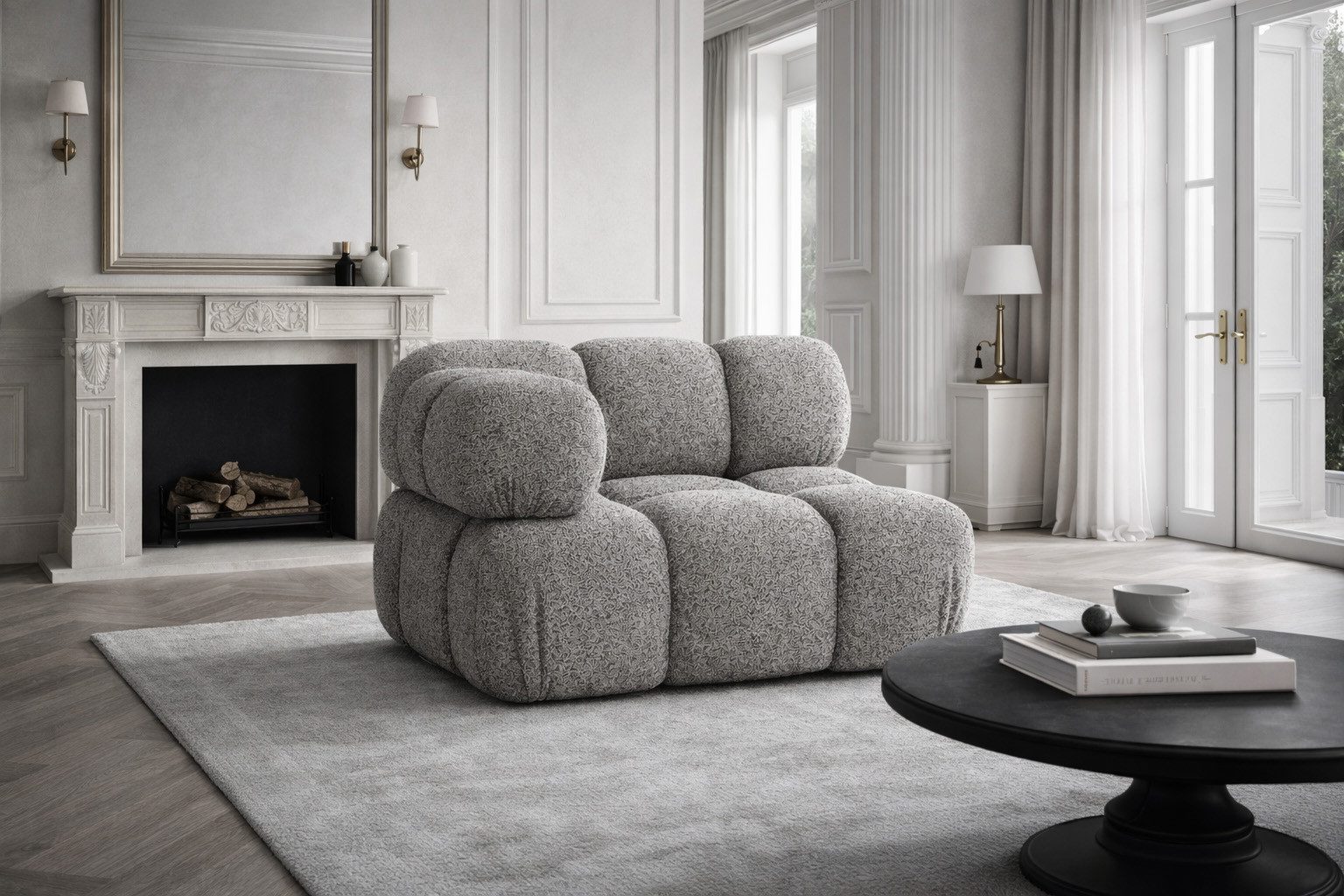 Kaiser Möbel Sofa-Eckelement Eckmodul modern für modulares System, Stoff Abriamo, SELIA (Modul, Einzelelement des modularen Sofasystems), Modulares Sofaelement mit Bouclé-Stoff Abriamo