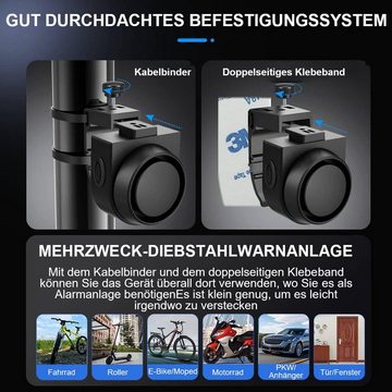 yozhiqu Alarmschloss Drahtlose Fernbedienung Fahrrad-Motorrad-Alarm (1-tlg), 115dB super laut, Vibrationssensor, Anti-Diebstahl, wasserdicht
