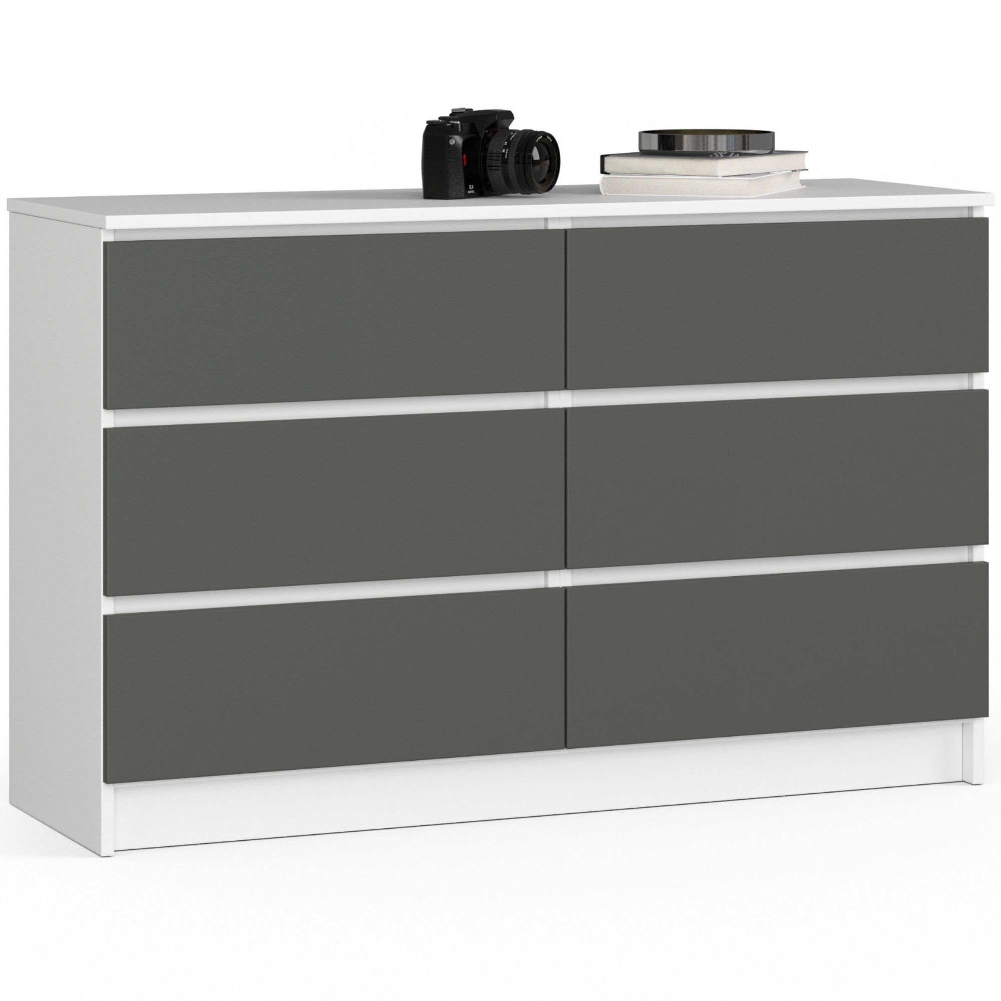 Kommode mit 6 Schubladen 120 cm breit Holz Schrank