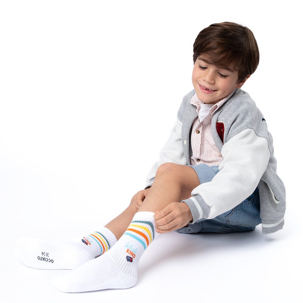 OCCULTO Tennissocken Jungen & Mädchen Schulkind Tennis Socken 3er Pack (Modell: School) (3-Paar)