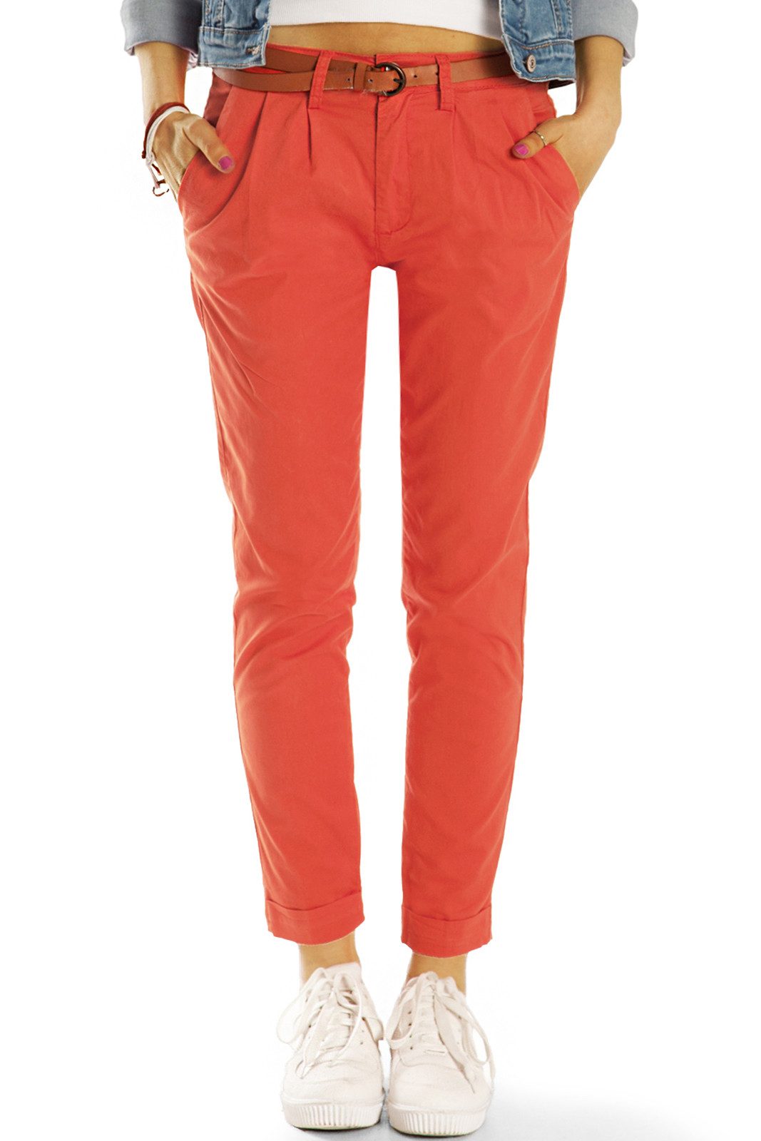 be styled Chinohose Medium Waist Tapered bunte Chinohose - Damen - j20L-1 mit Stretch-Anteil