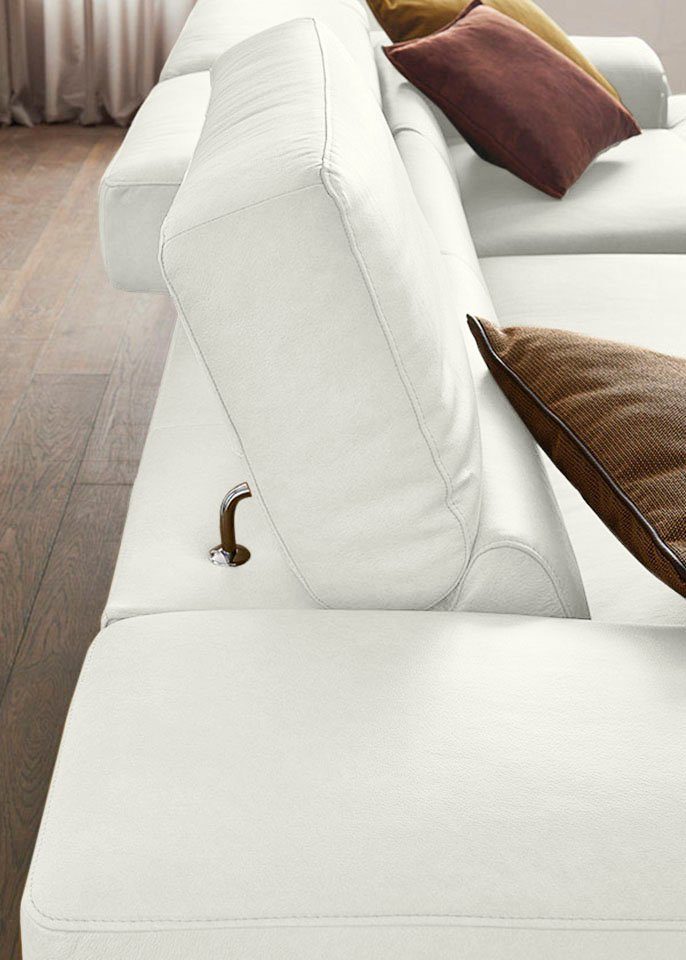 W.SCHILLIG Ecksofa piedroo, Designsofa mit tollem Sitzkomfort, bequem und elegant, L-Form, Kopfteilverstellung, wahlweise mit Sitztiefenverstellung, Breite 343cm