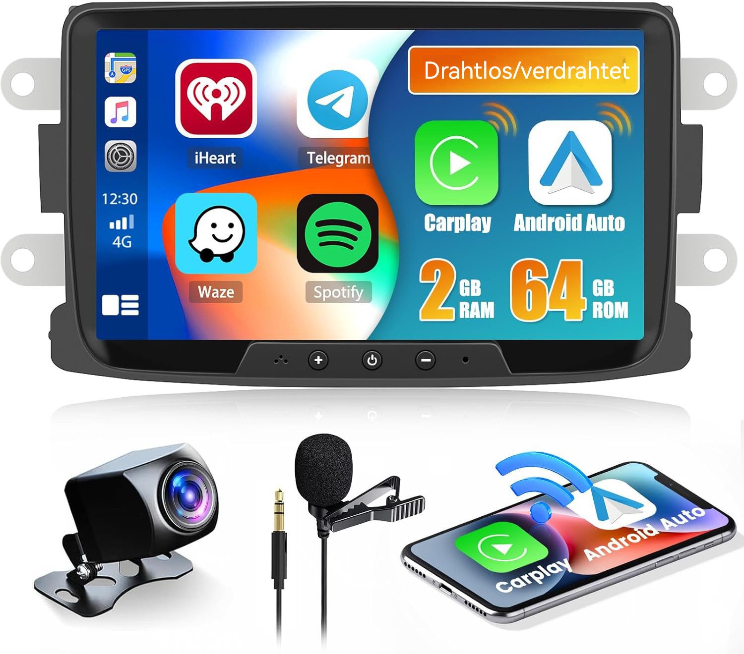 8-Zoll-Dual-DIN Android 15.0 Renault (2+64) Autoradio