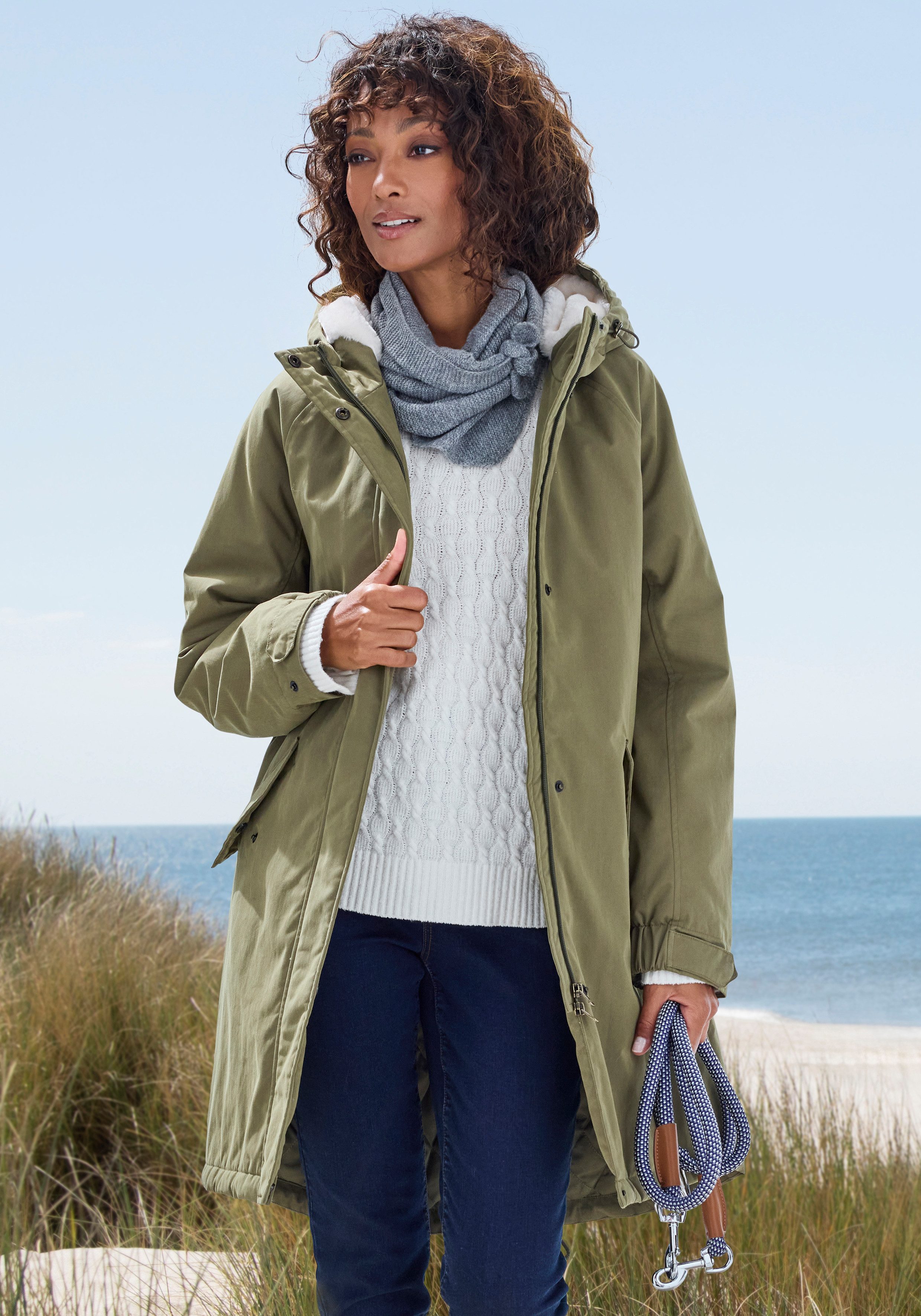 French Connection Parka mit Teddyfell-Kapuze