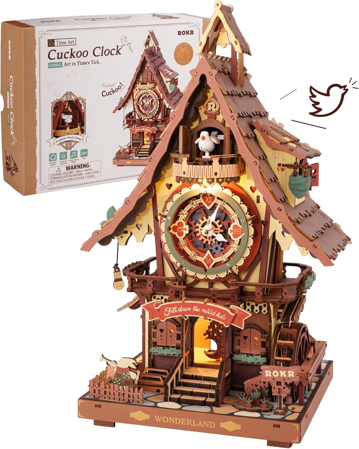 ROKR 3D-Puzzle Cuckoo Clock, Kuckucksuhr, 435 Puzzleteile