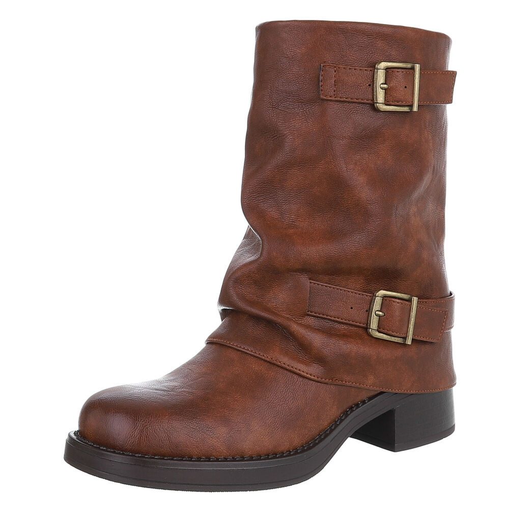 Ital-Design Modischer Damen-Stiefel mit Schnallen für günstig online kaufen
