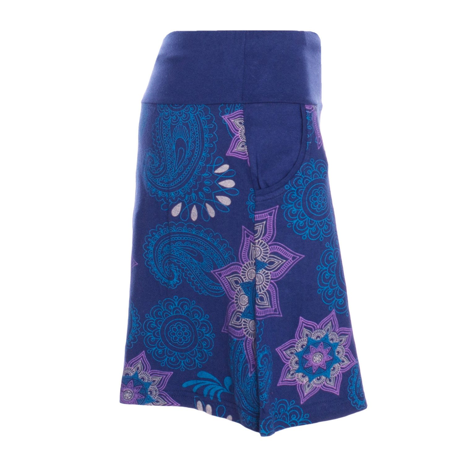 Vishes Minirock Damen Mini-Rock Baumwolle Blumen-Muster Drawstring-Bund mit Taschen Alternative Bekleidung, Ethno, Hippie, Retro Style