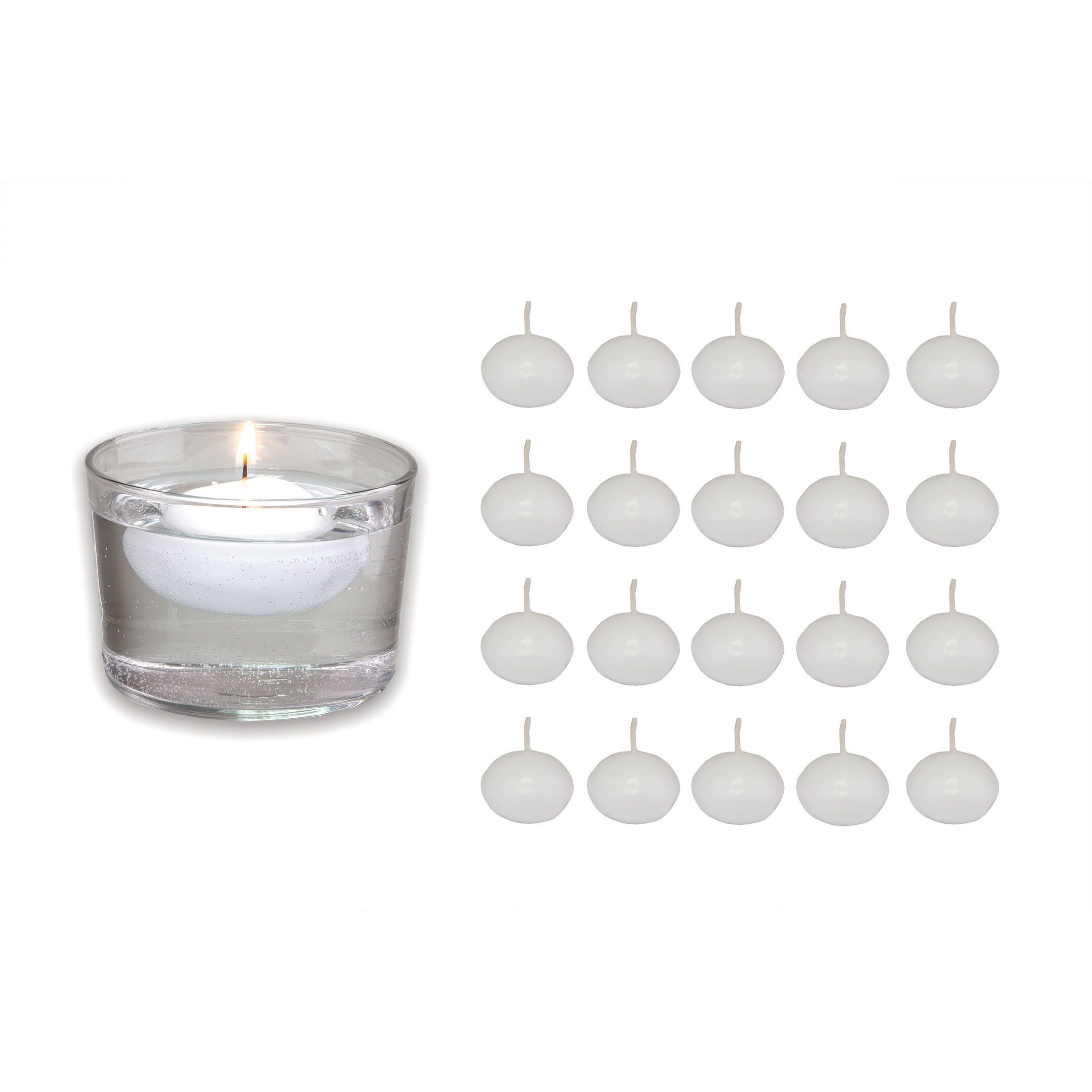 Bolsius Schwimmkerze 20x weiß Kugel Deko Teich Wasser Kerzen schwimmend Teelichter 4,5cm