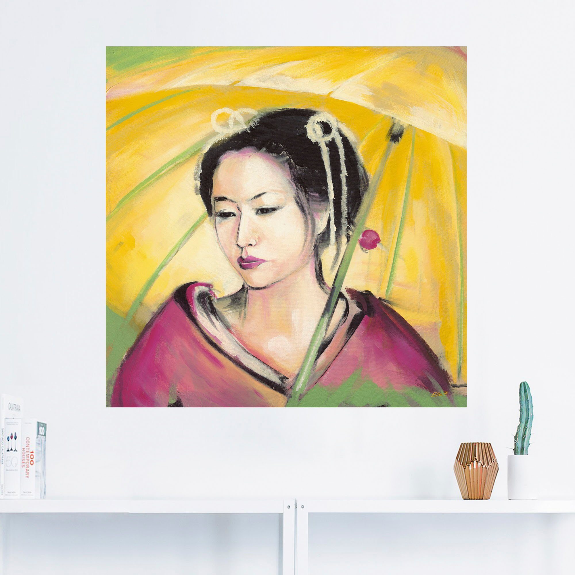 Wandbild Wandaufkleber Geisha, St), Frau in Leinwandbild, Poster versch. Alubild, (1 als oder Artland Größen