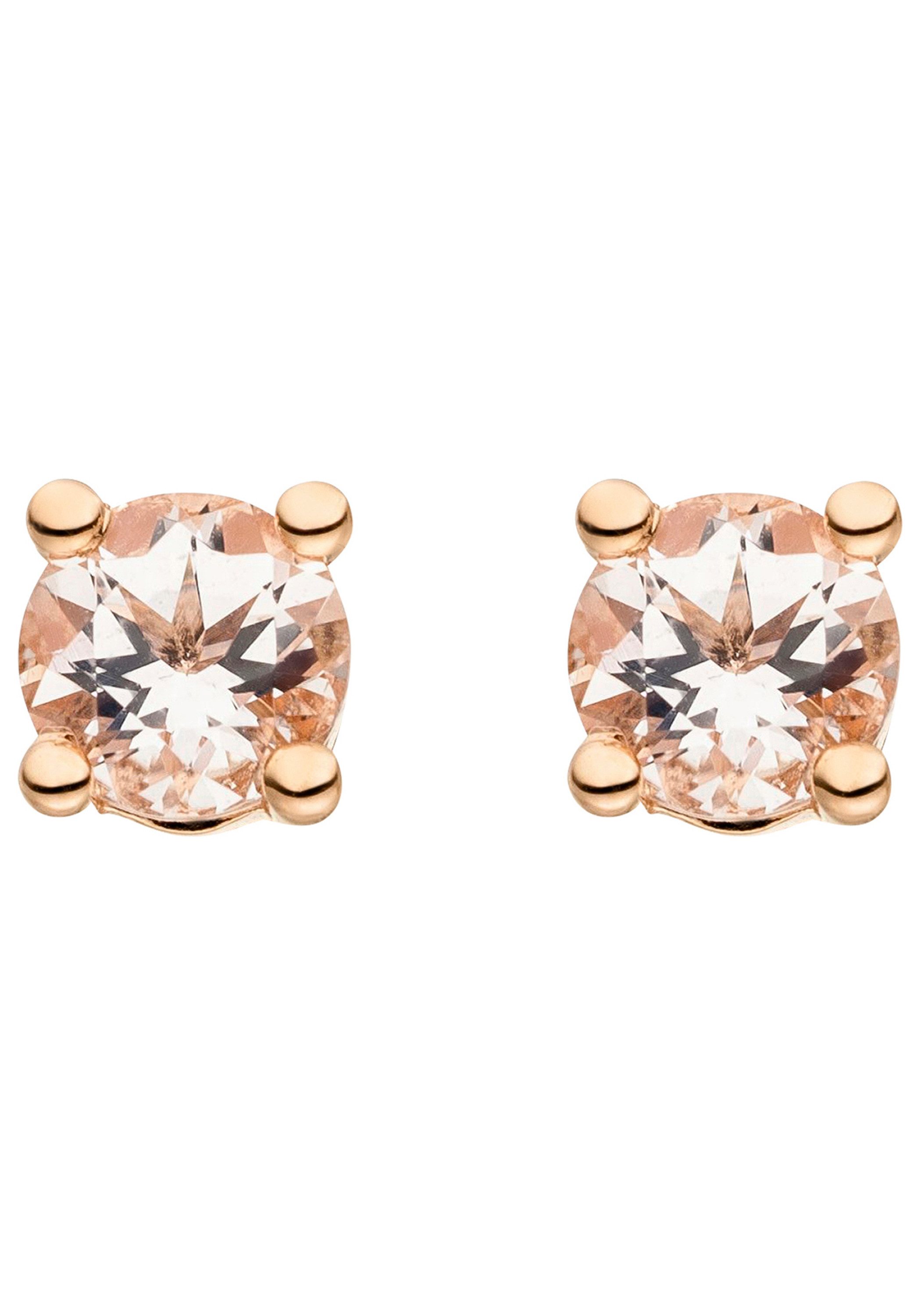 JOBO Paar Ohrstecker, 585 Roségold mit Morganit