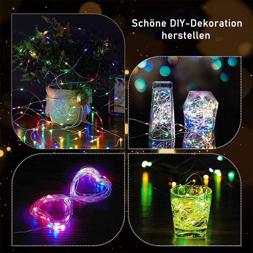 AFKSMILE LED-Lichterkette 2 USB Lichterkette mit Timer, Fernbedienung, 8 Lichtmodi, Dimmfunktion, Ideal für Schlafzimmer, Fenster, Hochzeit DIY, Party und Weihnachten