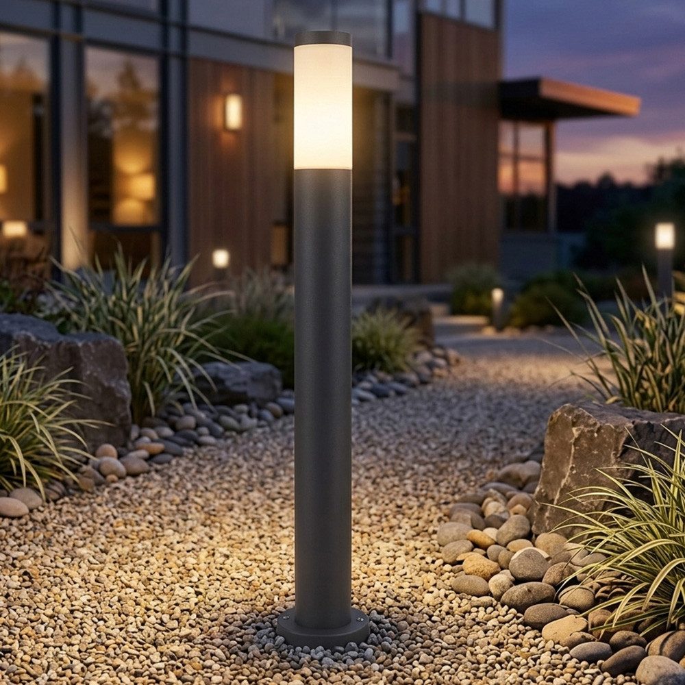 GLOBO LIGHTING Pollerleuchte, Leuchtmittel nicht inklusive, Außen Steh Lampe Garten Weg Beleuchtung Edelstahl