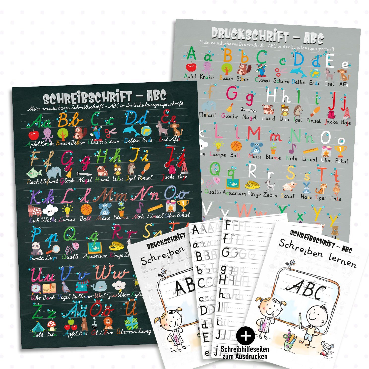 Sunnywall Poster Poster-Set ABC in Grundschrift (GS) Druckschrift + Schreib günstig online kaufen