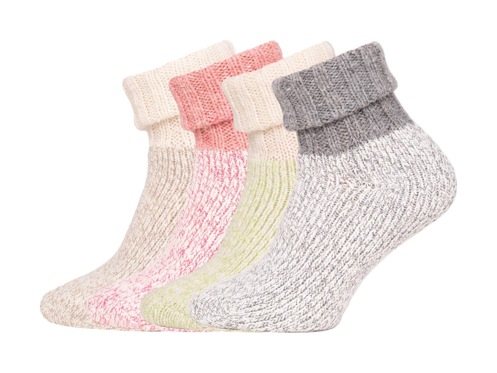 HomeOfSocks Umschlagsocken Baumwoll Wollsocke Weich in Pastell Dicke Socken Hyggelig Warm mit Umschlag und Frottee in Pastellfarben