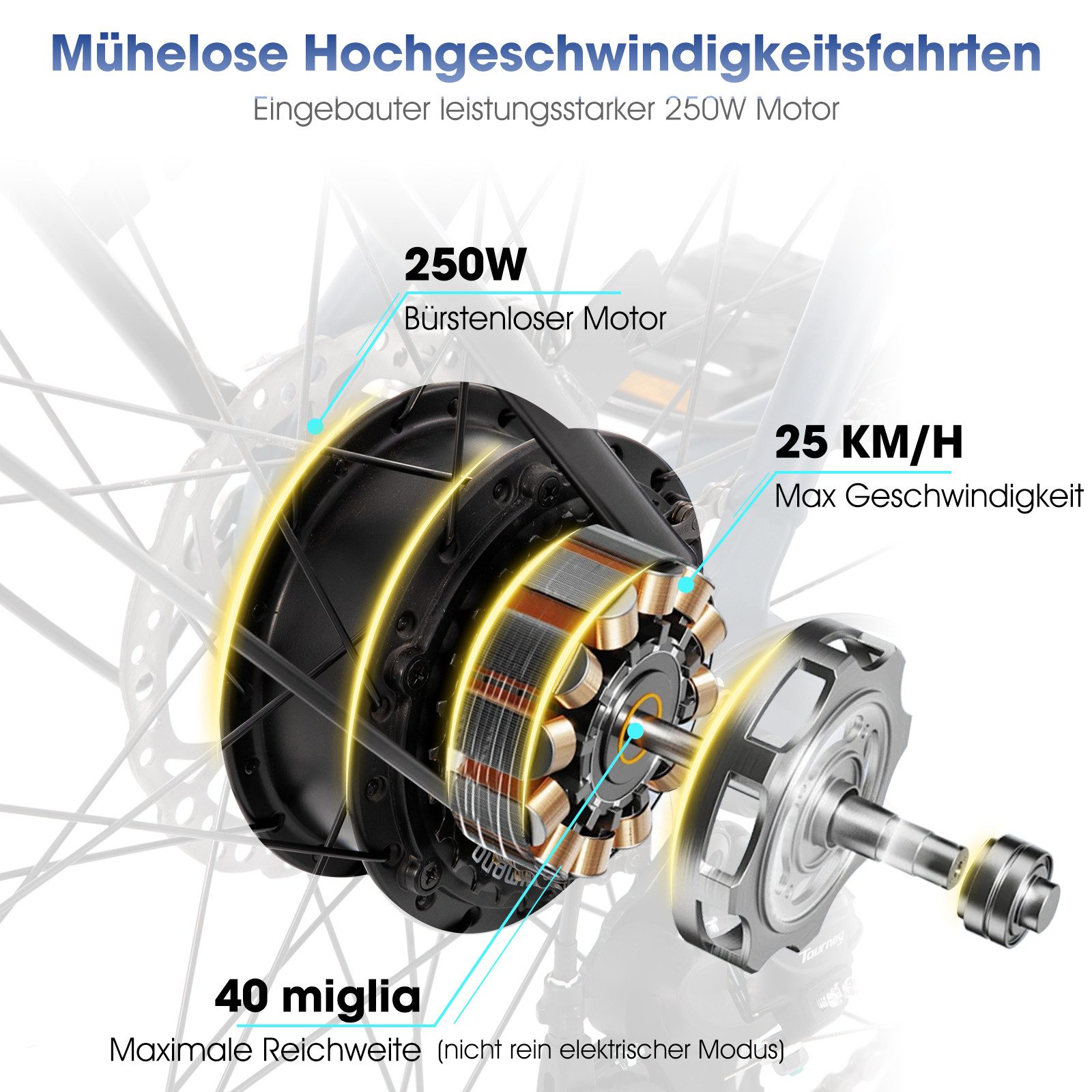 HILAND E-Bike 28 Zoll Stadt E-Bike Tiefeinsteiger 250W 7-Gang Bremse Gepäckträger, Heckmotor