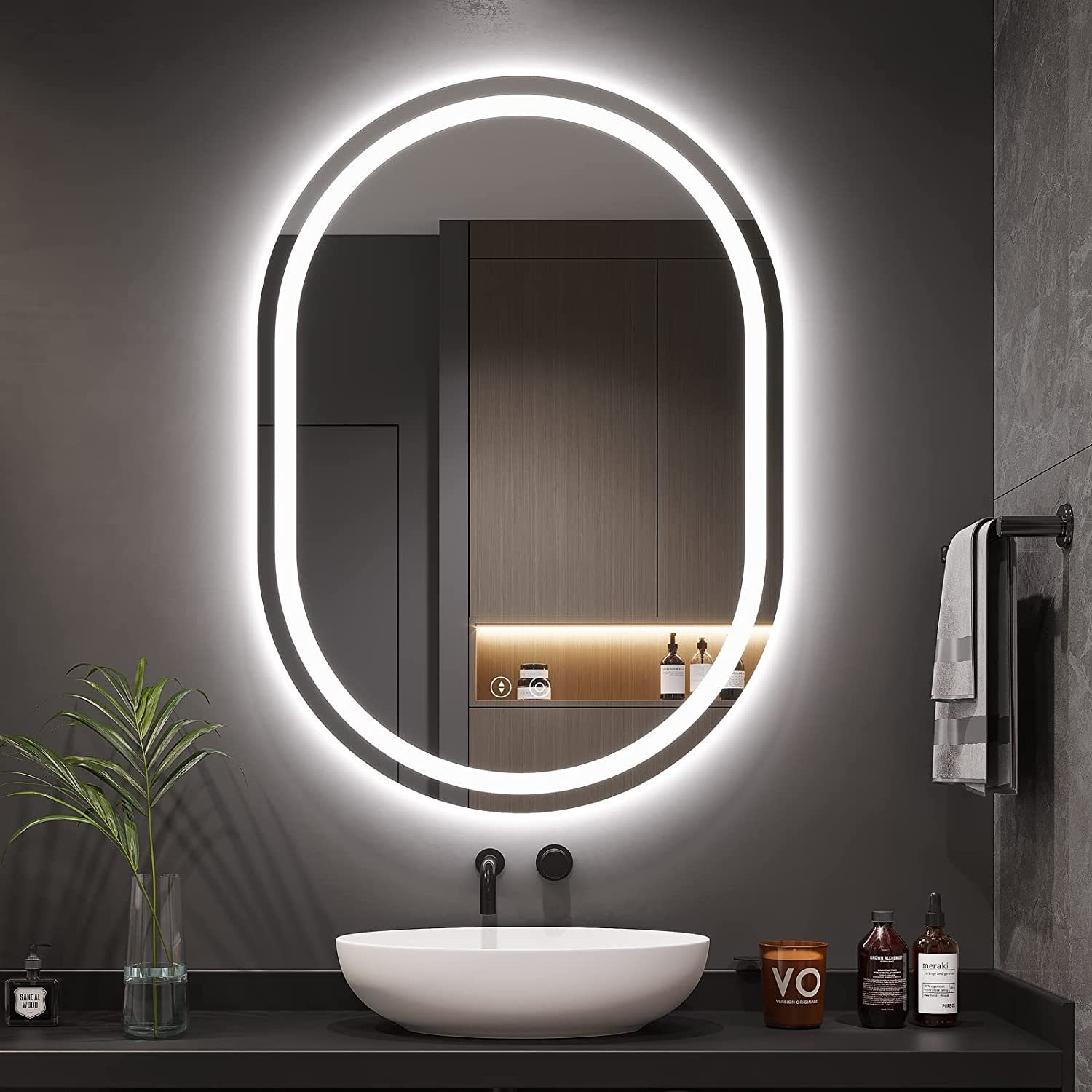 Dedom Badspiegel Kosmetikspiegel, LED-Spiegel 54x54CM, Make-up