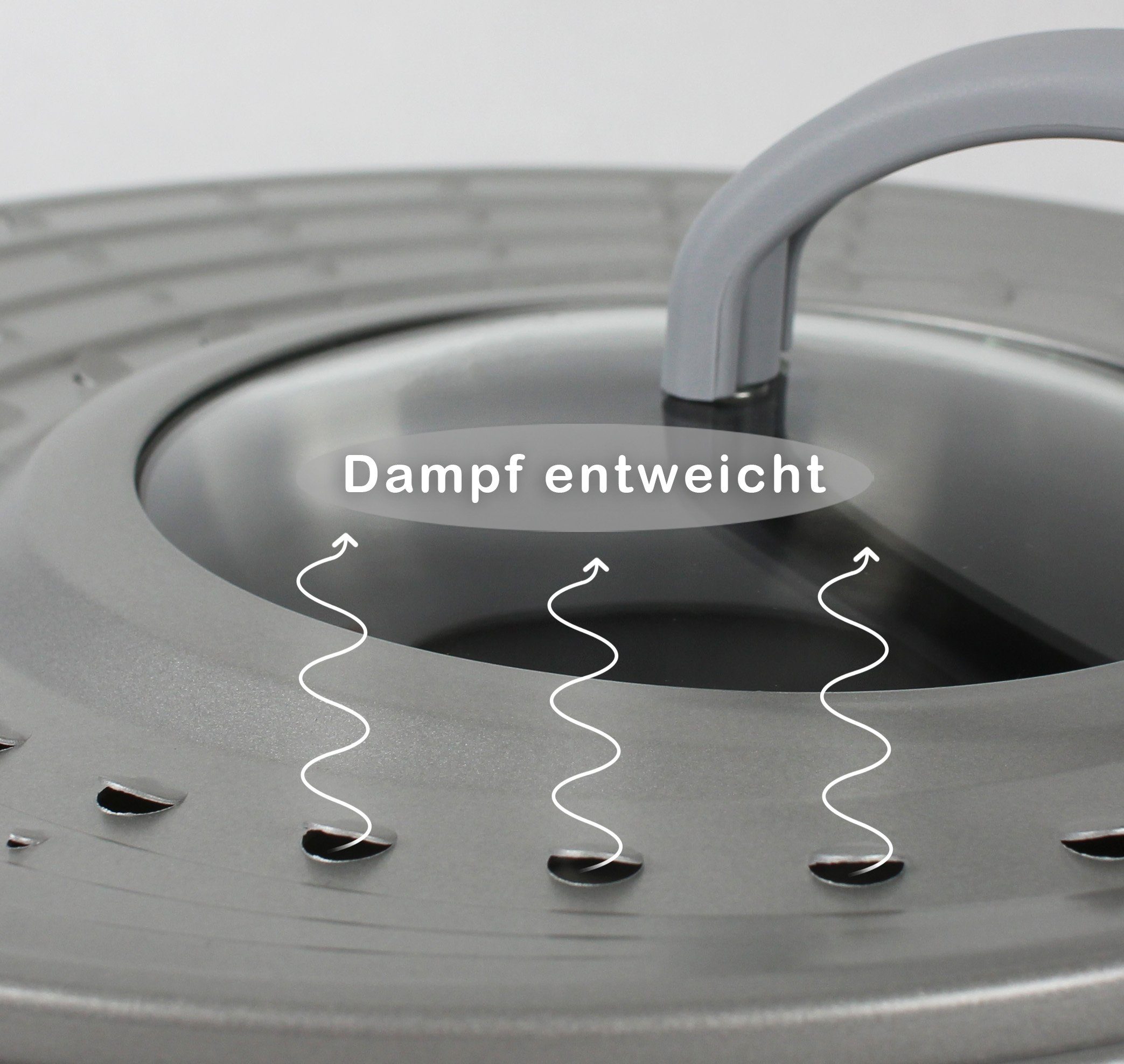 LindenBerg Spritzschutzdeckel Spritzschutzdeckel für Pfannen Ø 20-30cm aus Metall u. Glas, Silber, (Pfannendeckel, Antihaftbeschichtung), ideal für Pfannen – Bild 3 von 4