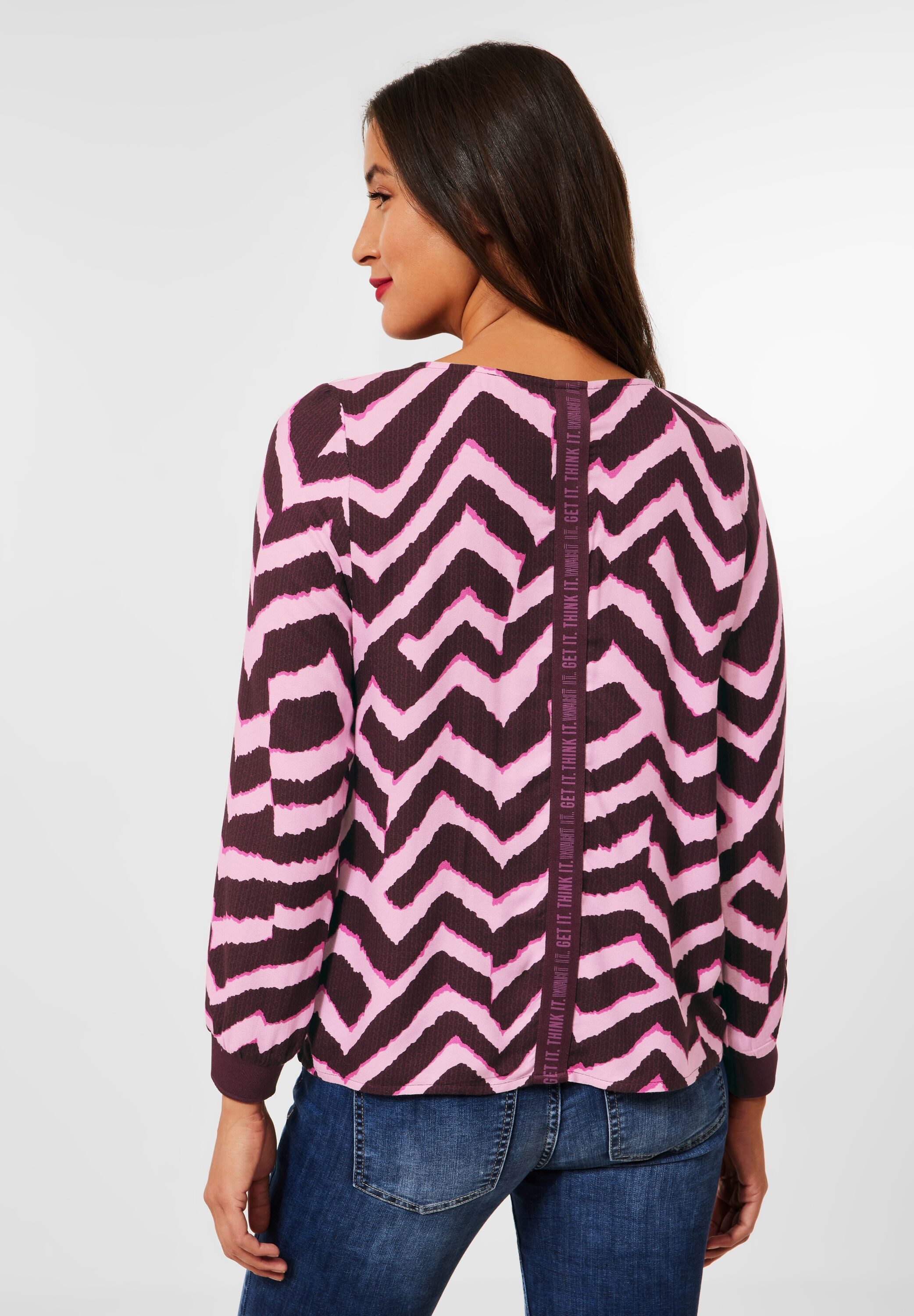 STREET ONE Langarmbluse Bluse mit Zick Zack Muster