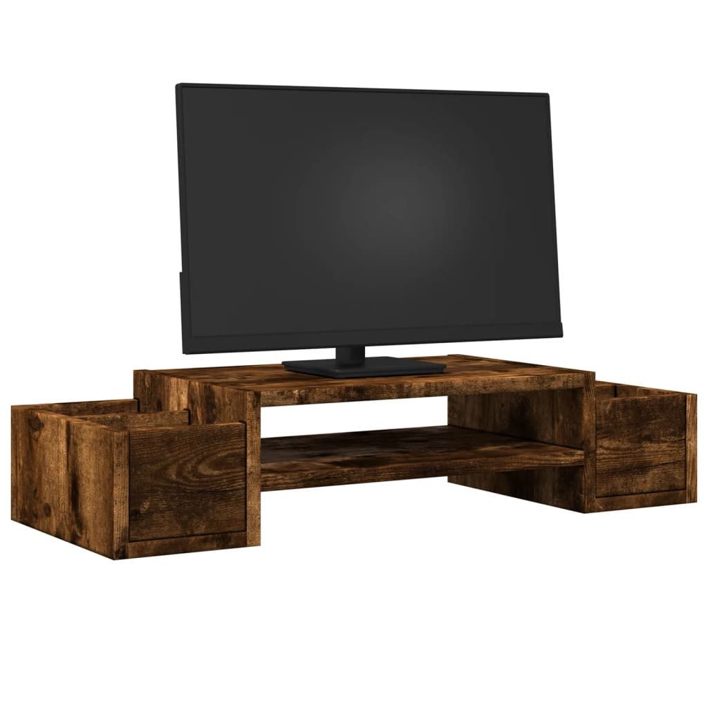 vidaXL Computertisch Monitorständer mit Stauraum Räuchereiche günstig online kaufen
