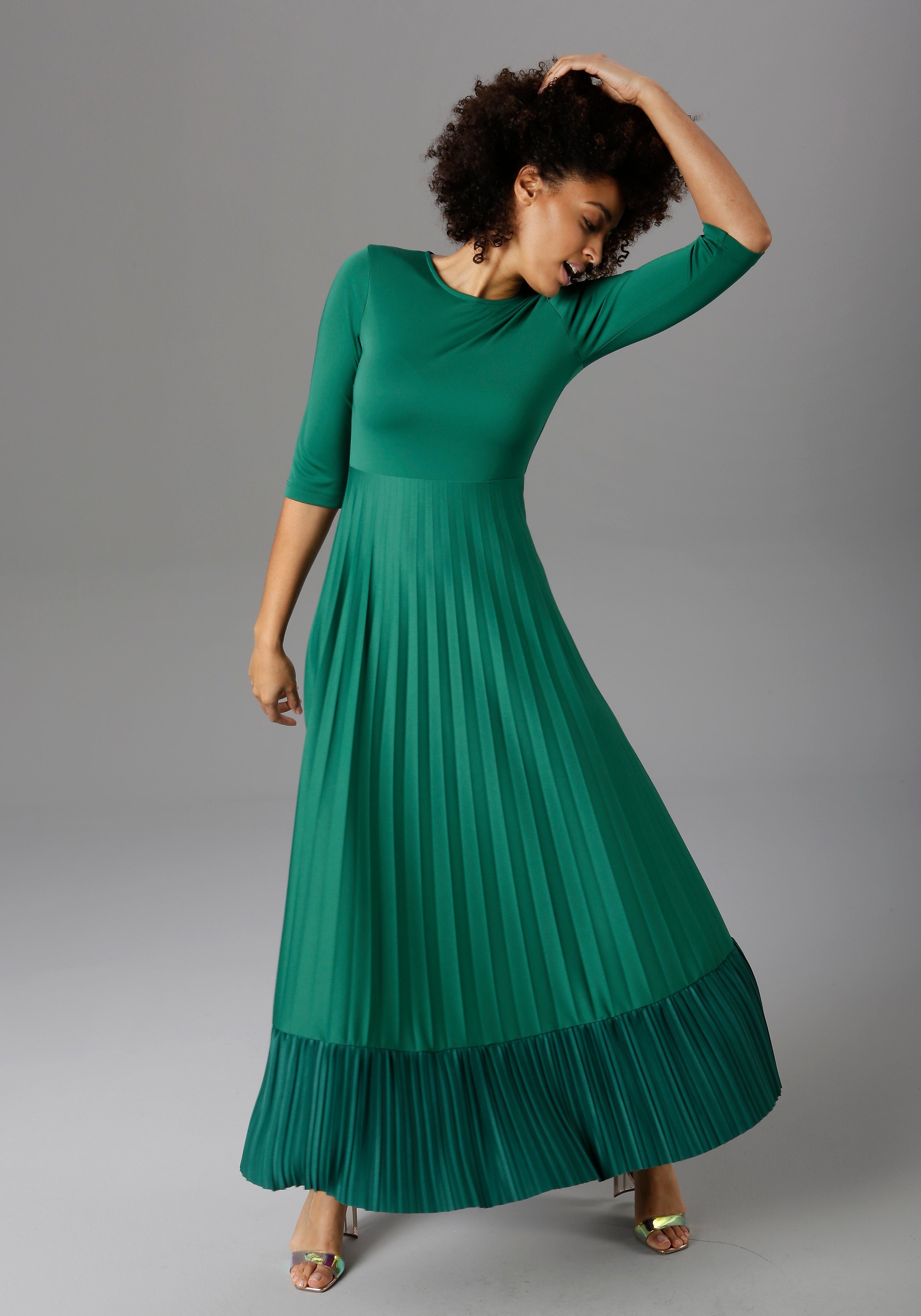 Aniston CASUAL Maxikleid Rockteil mit Volant aus Plissee günstig online kaufen