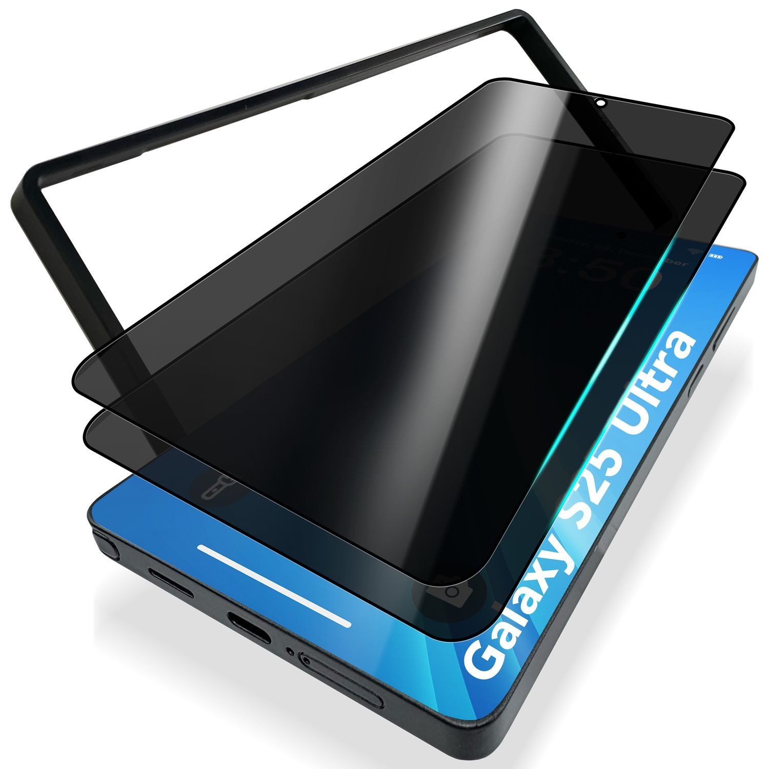 Nalia Schutzfolie Samsung Galaxy S25 Ultra, AntiSpyX / Privacy Display Glas / Schablone / Oleophober Sichtschutz